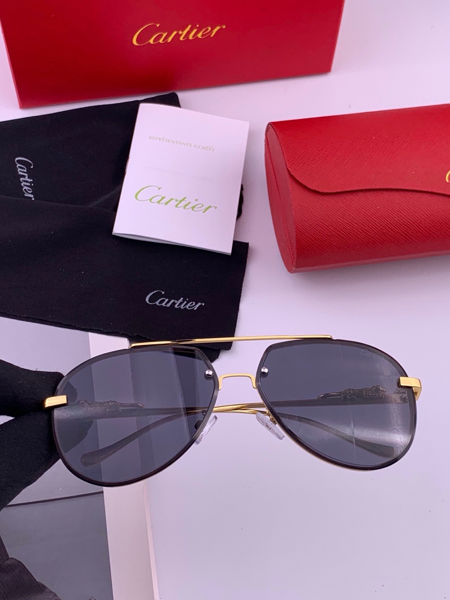 【卡地亚-cartier】 时尚高贵 很美手工🔝🔝高端品质 男女通用太阳眼镜 经典之作  有分量有质感的一款太阳镜  电