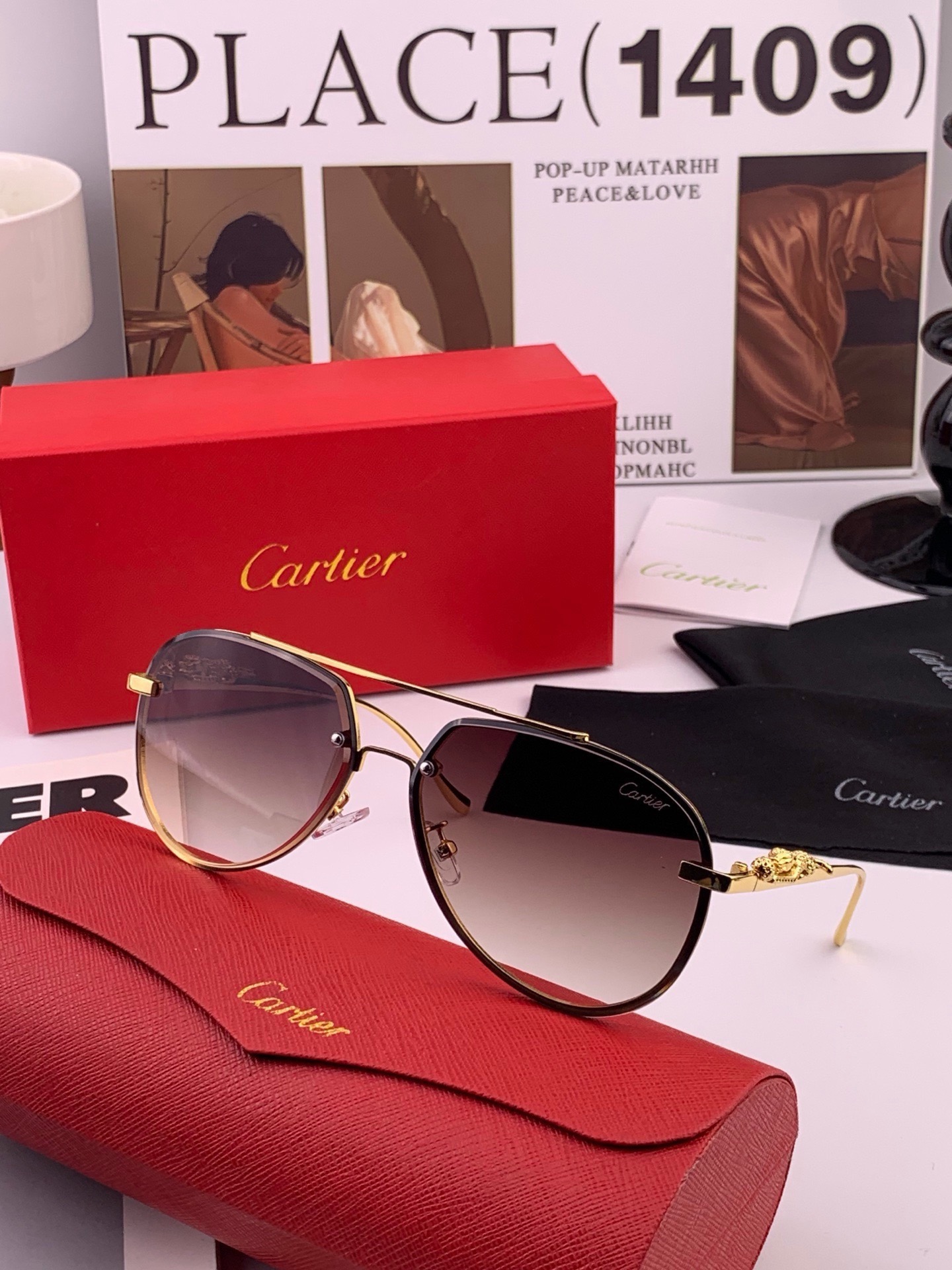 【卡地亚-cartier】 时尚高贵 很美手工🔝🔝高端品质 男女通用太阳眼镜 经典之作  有分量有质感的一款太阳镜  电
