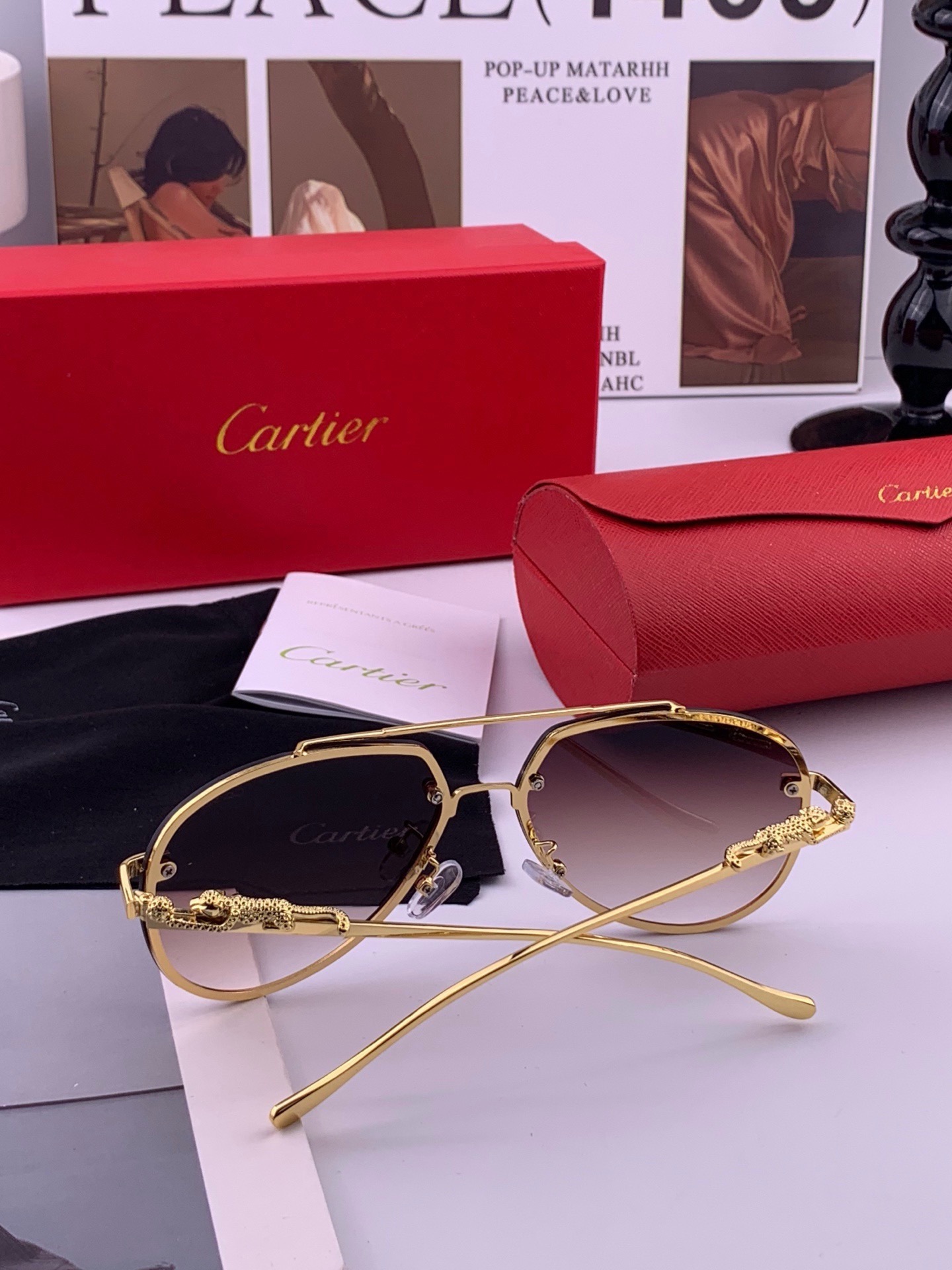 【卡地亚-cartier】 时尚高贵 很美手工🔝🔝高端品质 男女通用太阳眼镜 经典之作  有分量有质感的一款太阳镜  电