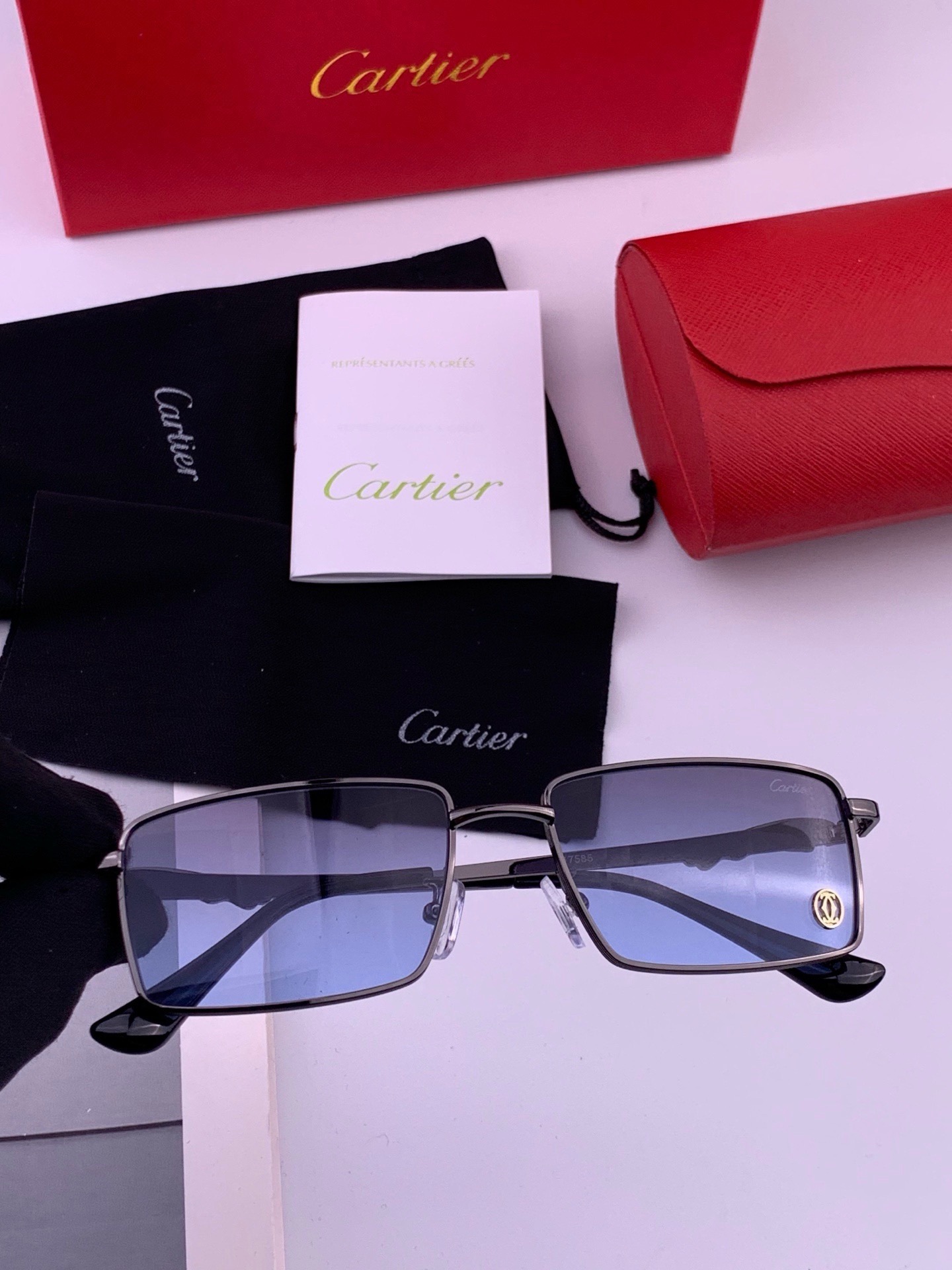 【卡地亚-cartier】 时尚高贵 很美手工🔝🔝高端品质 男女通用太阳眼镜 经典之作  有分量有质感的一款太阳镜  电