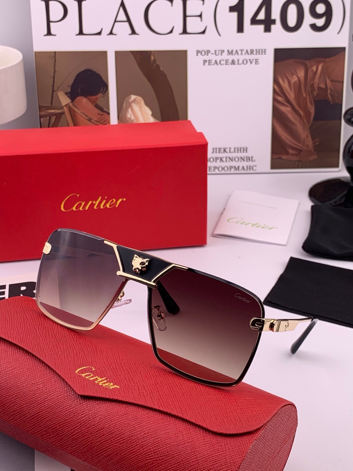 【卡地亚-cartier】 时尚高贵 很美手工🔝🔝高端品质 男女通用太阳眼镜 经典之作  有分量有质感的一款太阳镜  电