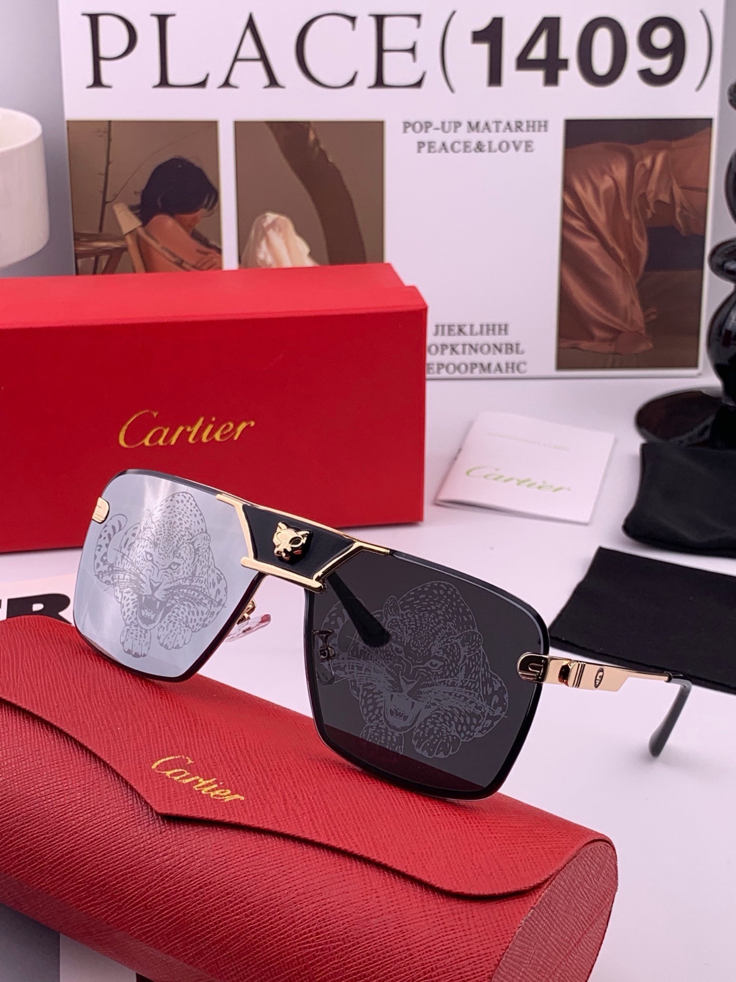 【卡地亚-cartier】 时尚高贵 很美手工🔝🔝高端品质 男女通用太阳眼镜 经典之作  有分量有质感的一款太阳镜  电
