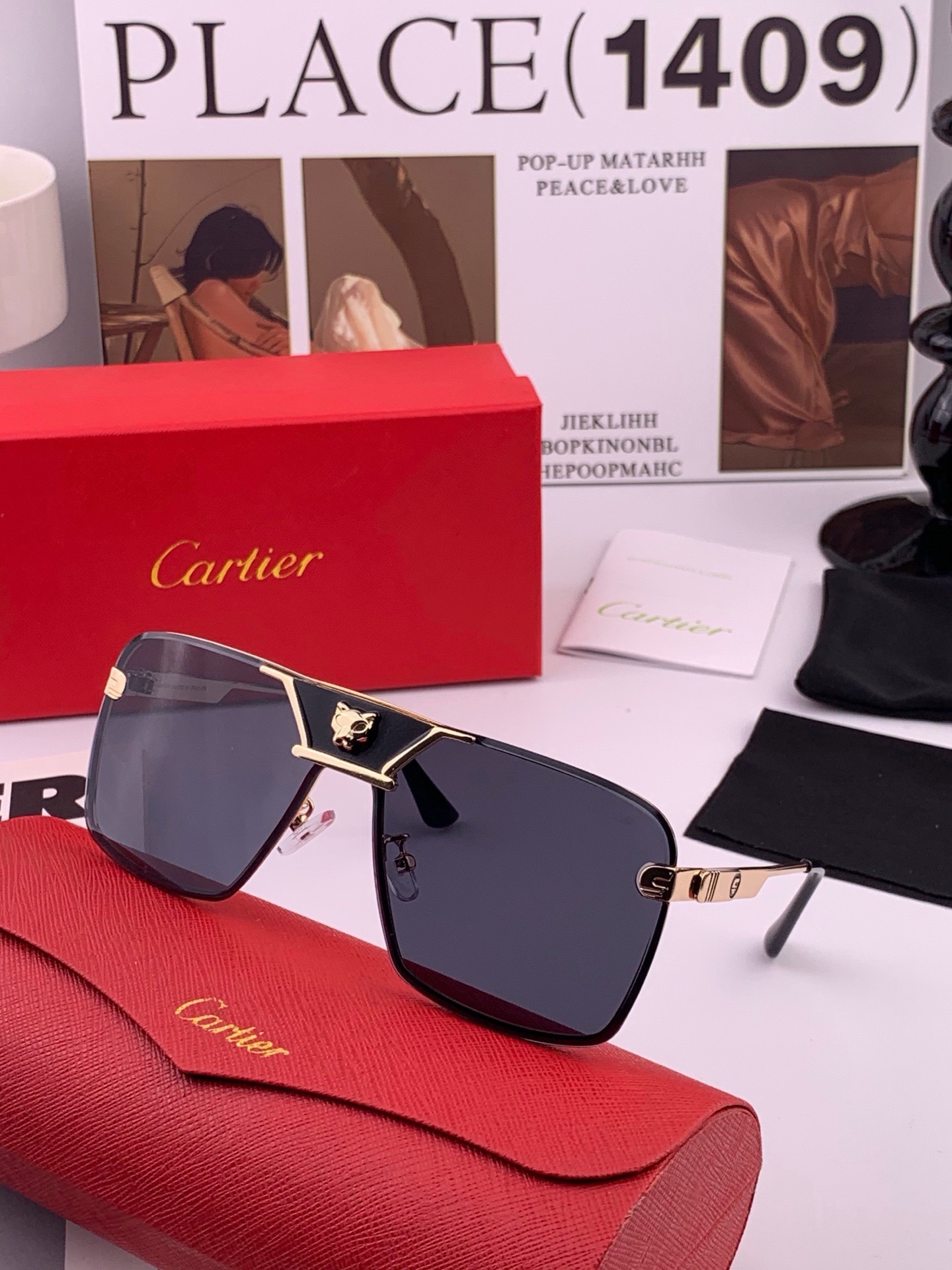 【卡地亚-cartier】 时尚高贵 很美手工🔝🔝高端品质 男女通用太阳眼镜 经典之作  有分量有质感的一款太阳镜  电