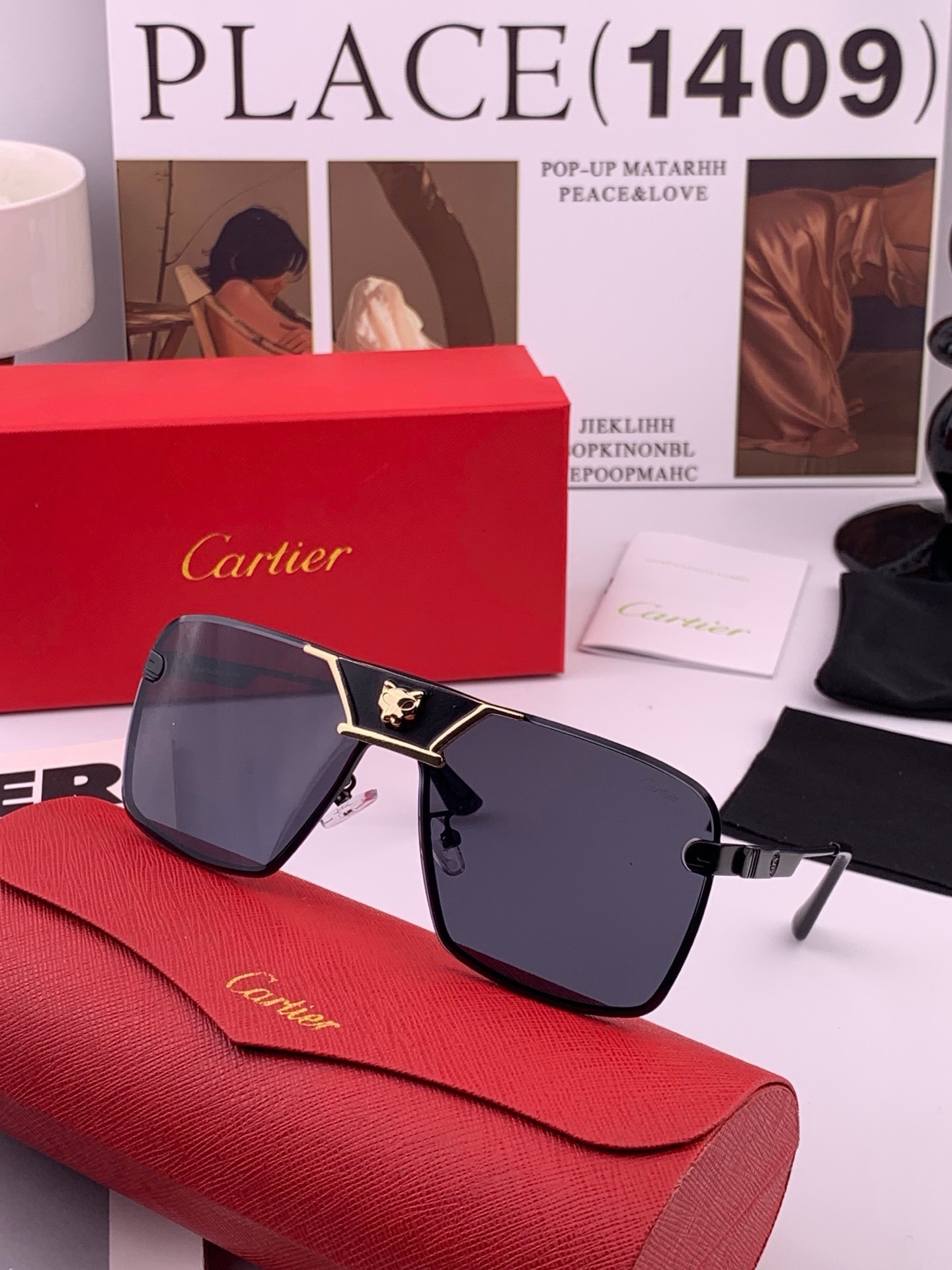 【卡地亚-cartier】 时尚高贵 很美手工🔝🔝高端品质 男女通用太阳眼镜 经典之作  有分量有质感的一款太阳镜  电