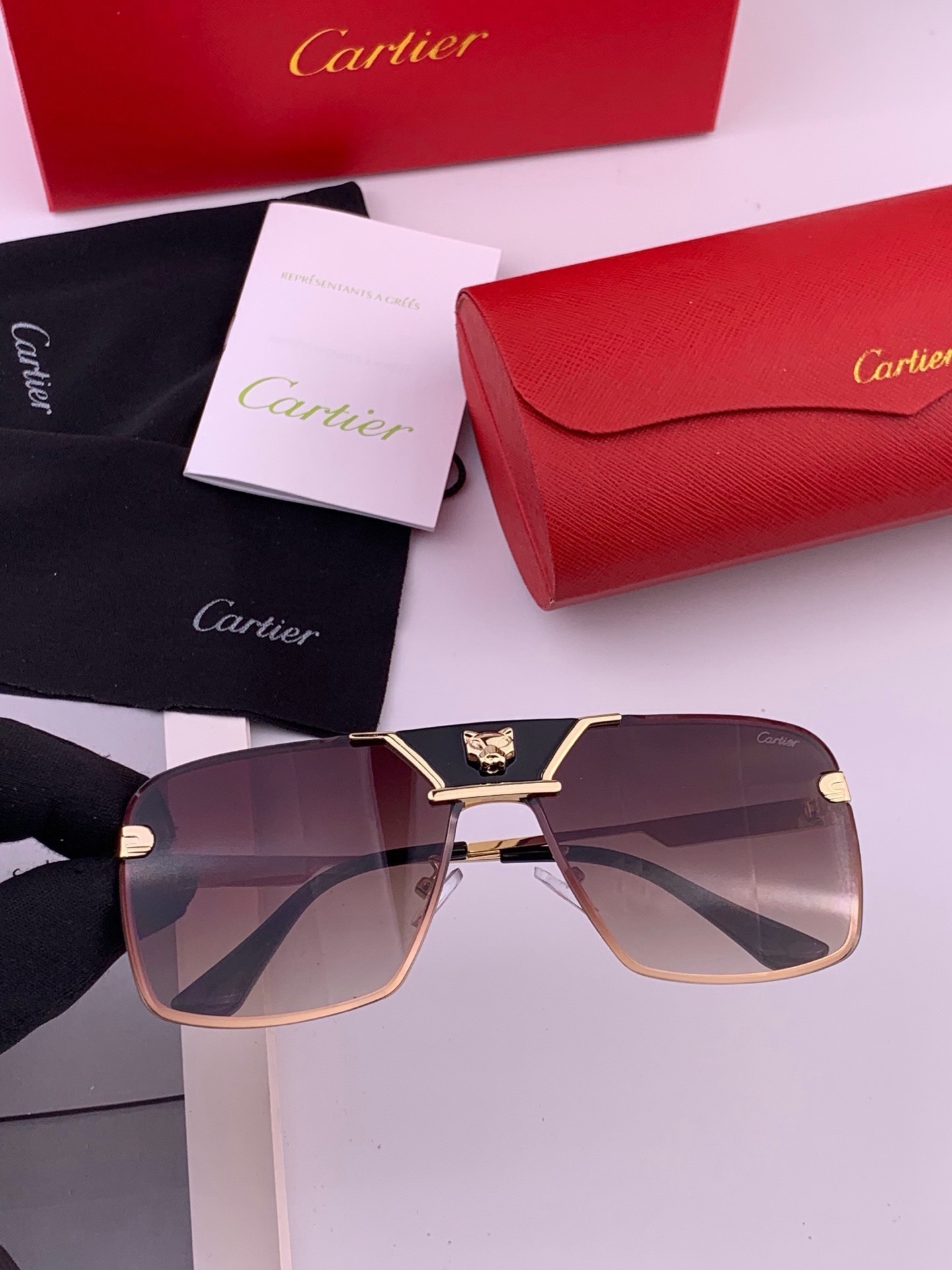 【卡地亚-cartier】 时尚高贵 很美手工🔝🔝高端品质 男女通用太阳眼镜 经典之作  有分量有质感的一款太阳镜  电