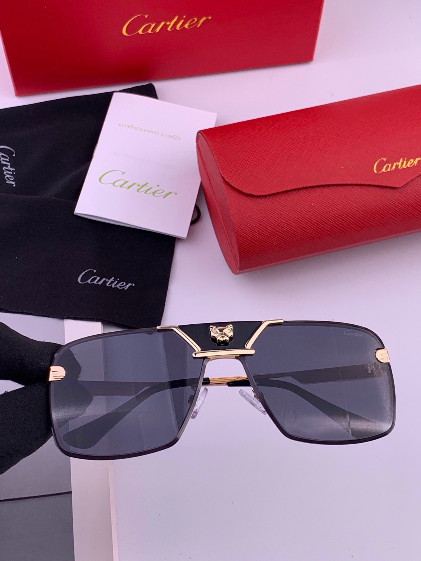 【卡地亚-cartier】 时尚高贵 很美手工🔝🔝高端品质 男女通用太阳眼镜 经典之作  有分量有质感的一款太阳镜  电