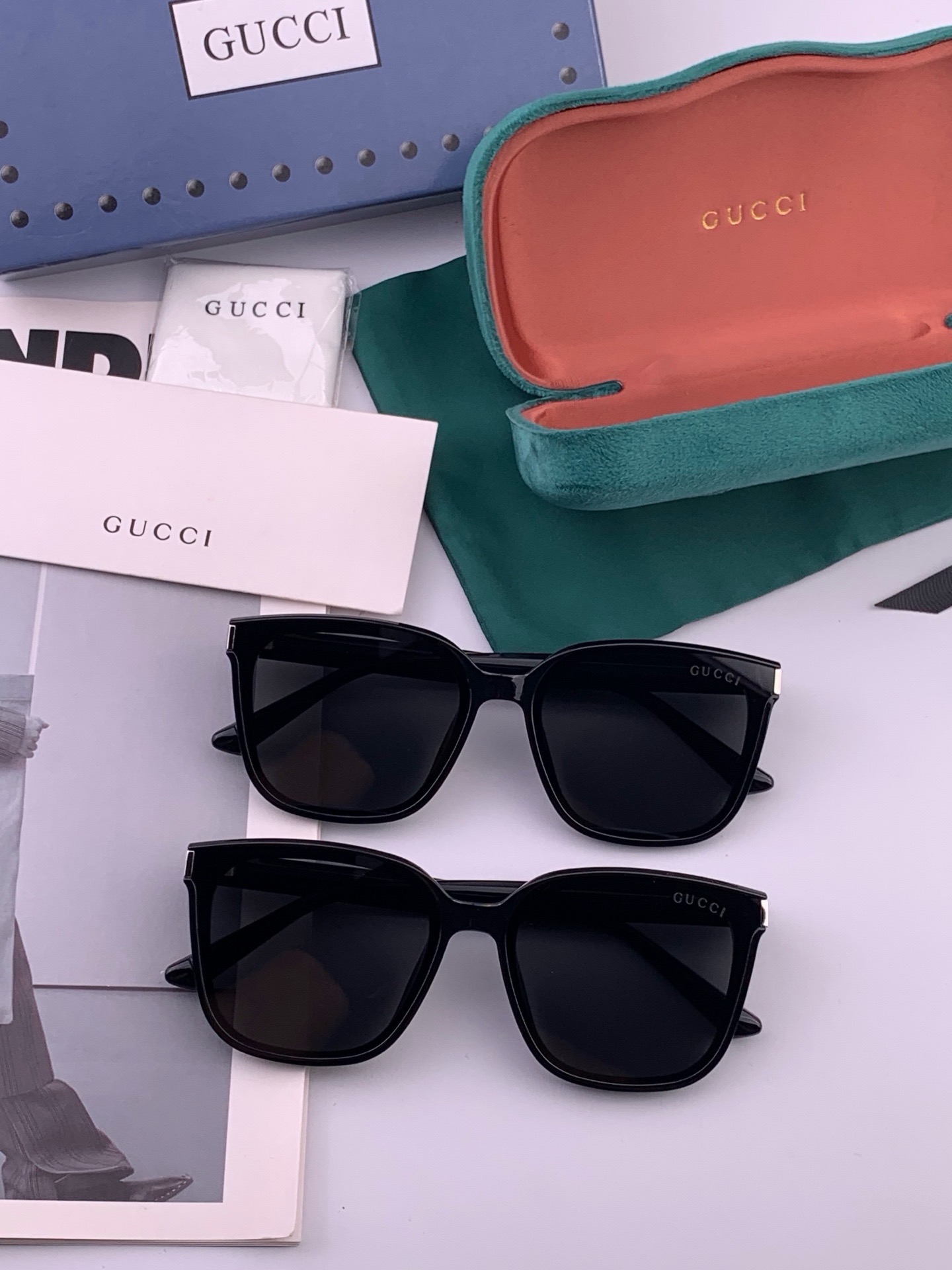 🆕   GUCCI  新款尼龙偏光太眼镜，情侣款时尚方框太阳镜佩戴舒适网红潮流款墨镜，大气女人范儿，大脸小脸都好看 ！型