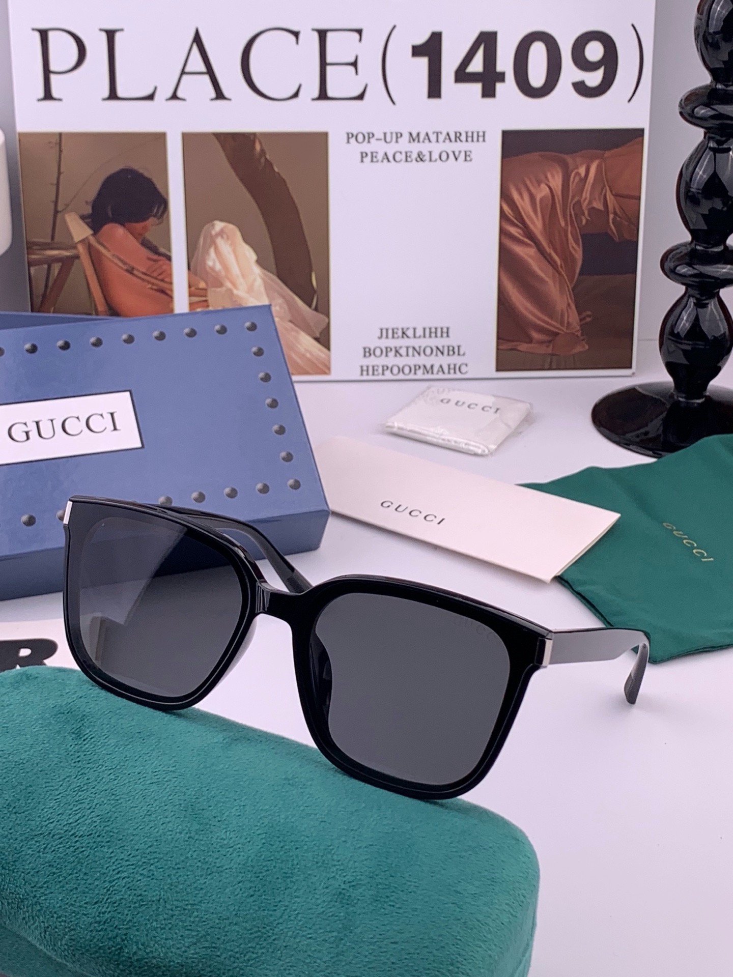 🆕   GUCCI  新款尼龙偏光太眼镜，情侣款时尚方框太阳镜佩戴舒适网红潮流款墨镜，大气女人范儿，大脸小脸都好看 ！型