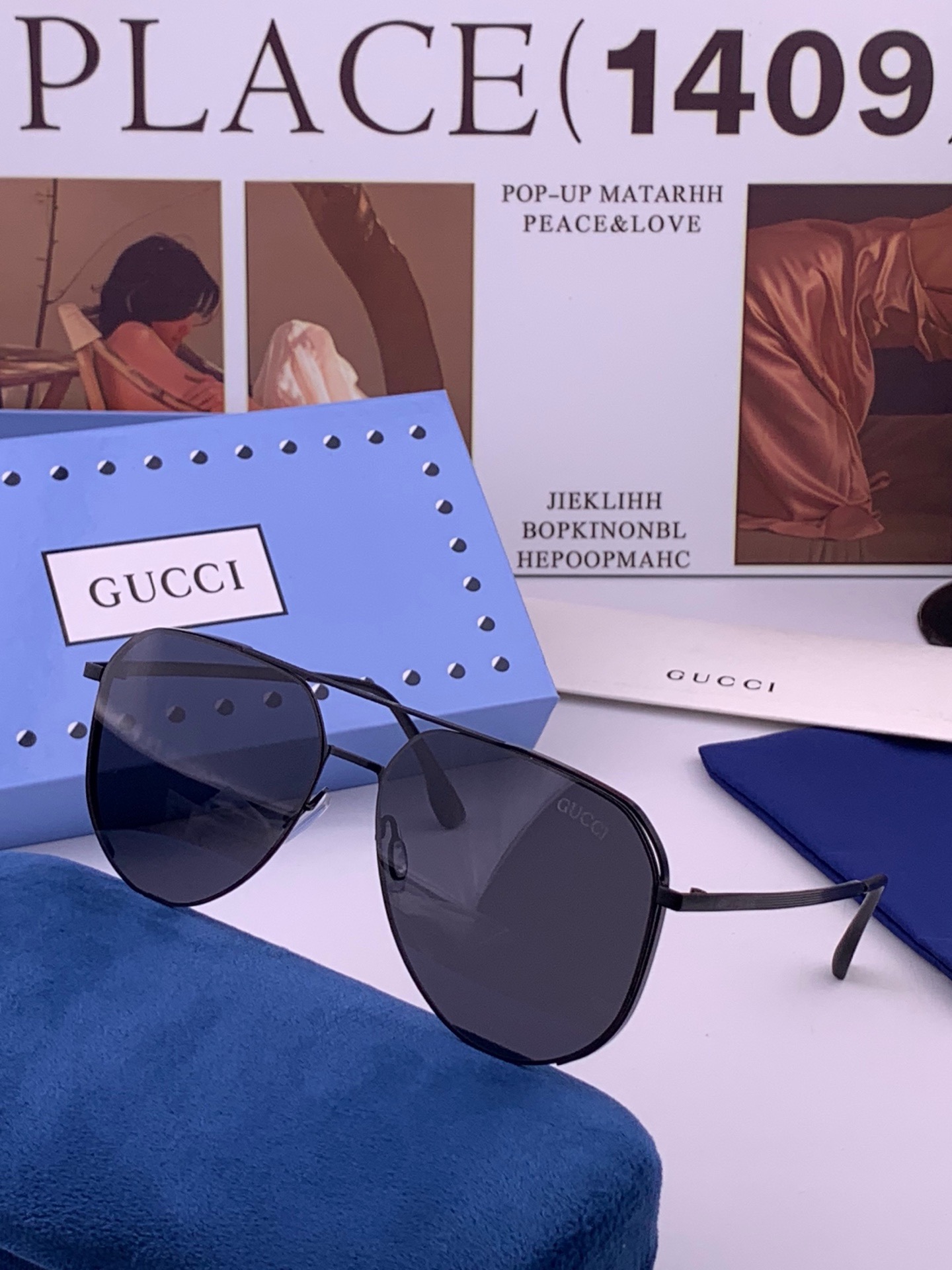 🆕         GUCCI 男款炫彩飞行员偏光太阳镜 ❤️材质：高清尼龙加厚卡槽高清偏光镜片 🌹无边框镜架💕颜👍型号