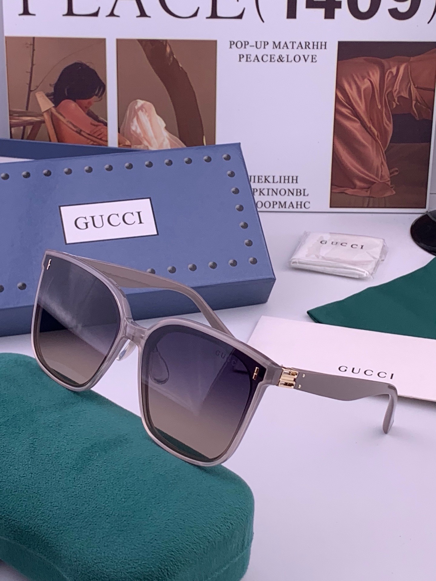 🆕   GUCCI  新款尼龙偏光太眼镜，情侣款时尚方框太阳镜佩戴舒适网红潮流款墨镜，大气女人范儿，大脸小脸都好看 ！型