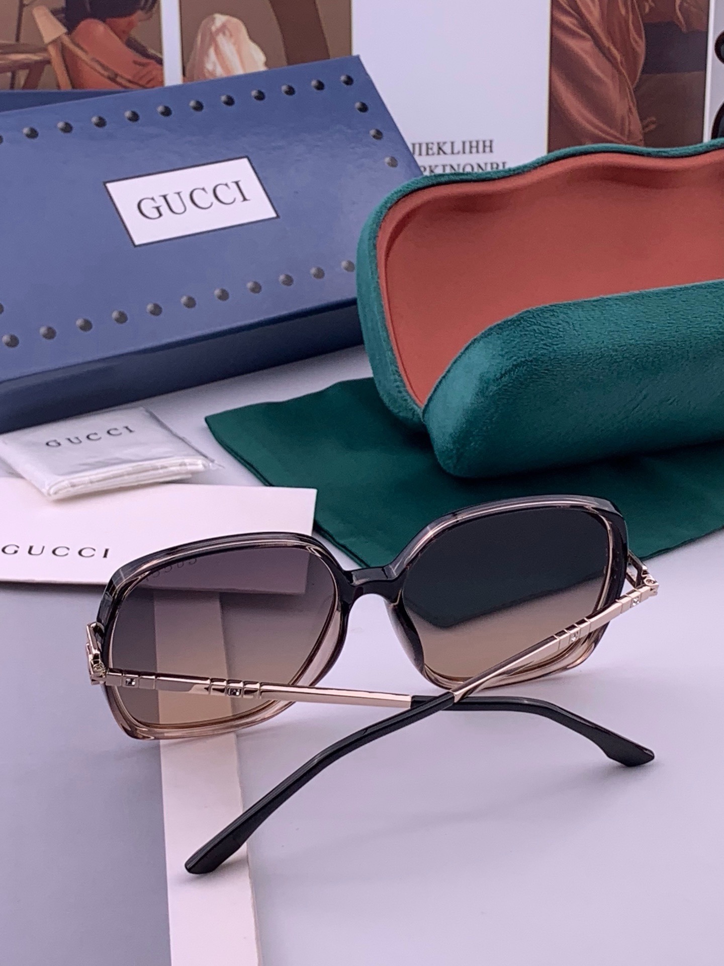🆕  🔺 【GUCCI-偏光太阳镜】开春新款 潮流爆款 时尚圆框偏光太阳镜 高品质 佩戴舒适 网红潮款墨镜 女士高清偏光