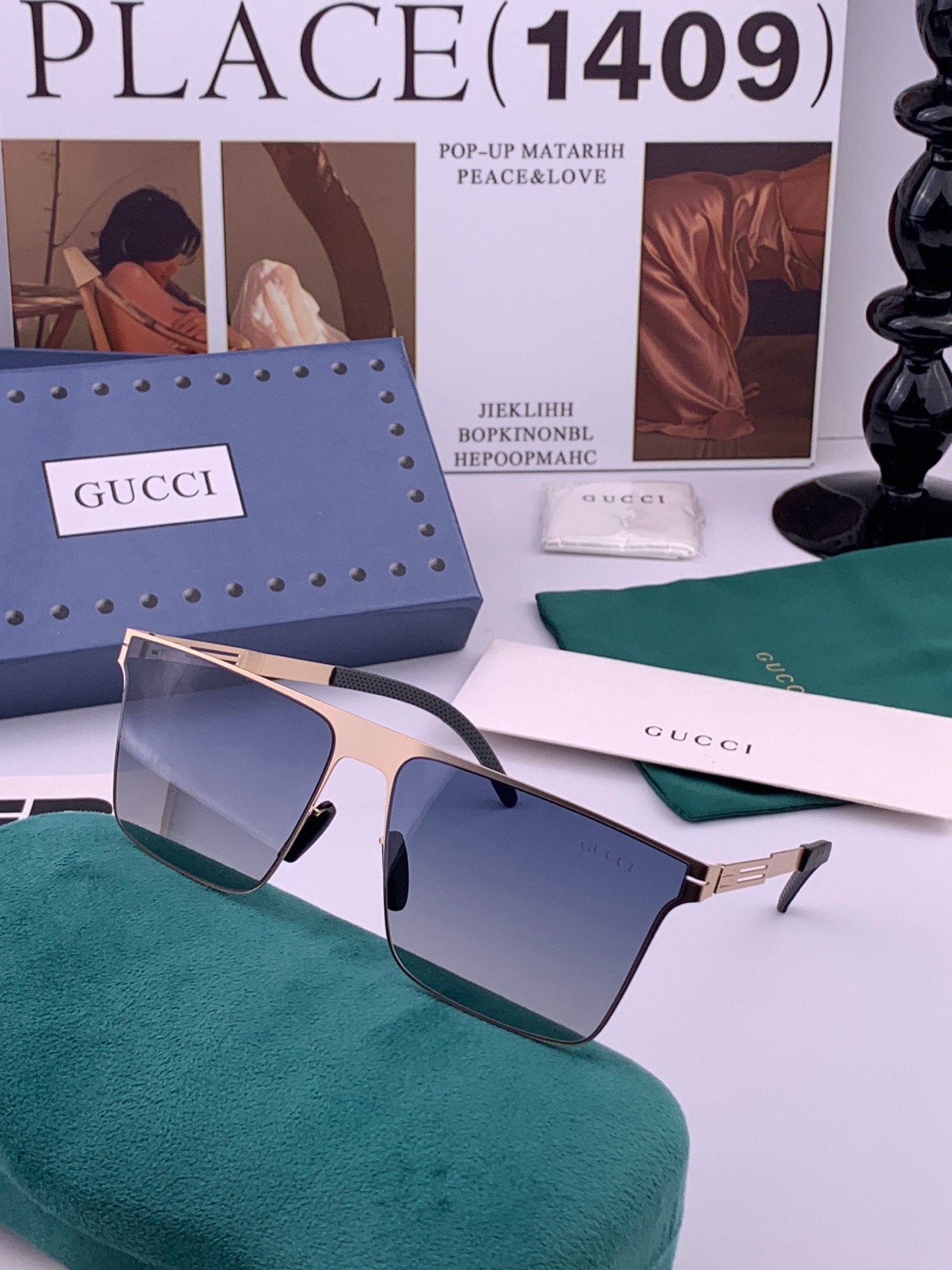 🆕 ♦️ GUCCI 新款男女情侣款太阳镜多边形墨镜i🆕 P电镀永不褪色 超轻超有弹性整幅眼镜无螺丝重要的是压不坏 高清
