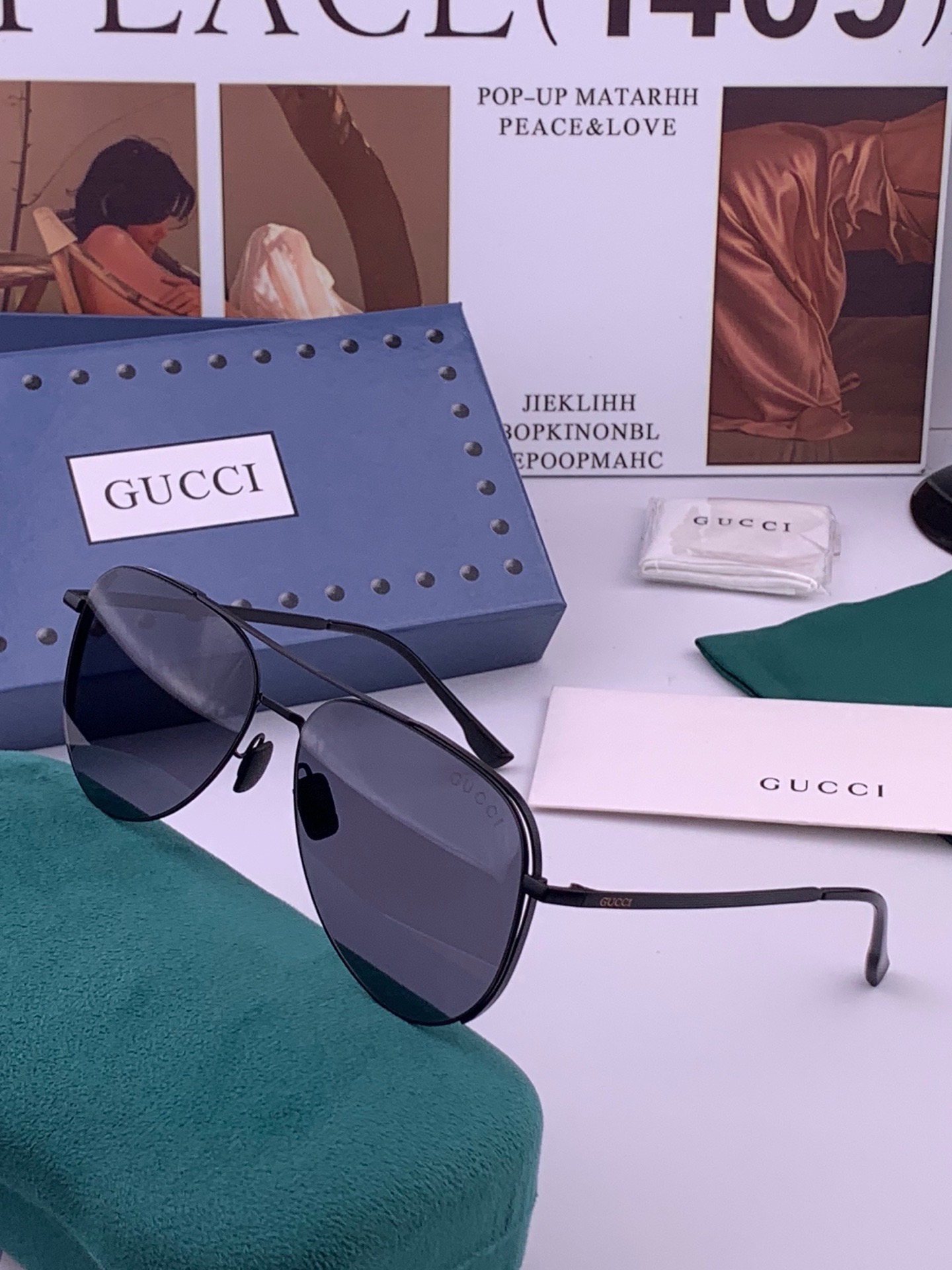 🆕  GUCCI 新款男女情侣款太阳镜多边形墨镜i 🉐️电镀永不褪色 超轻超有弹性整幅眼镜无螺丝重要的是压不坏 高清尼龙