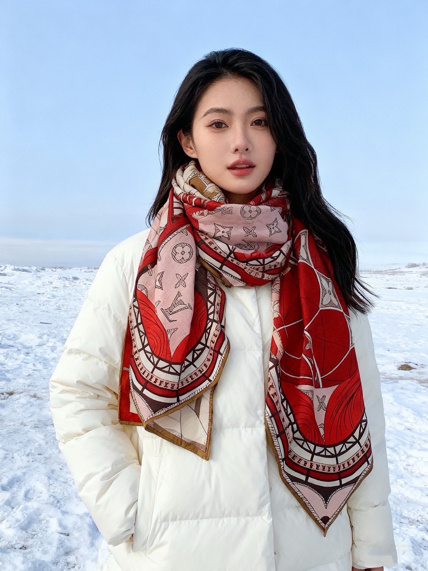 🆕  LV x TM 140披肩 【140顶级丝绒双面同色披肩】 本款L Multicolor披肩出自路易威登与知名日本