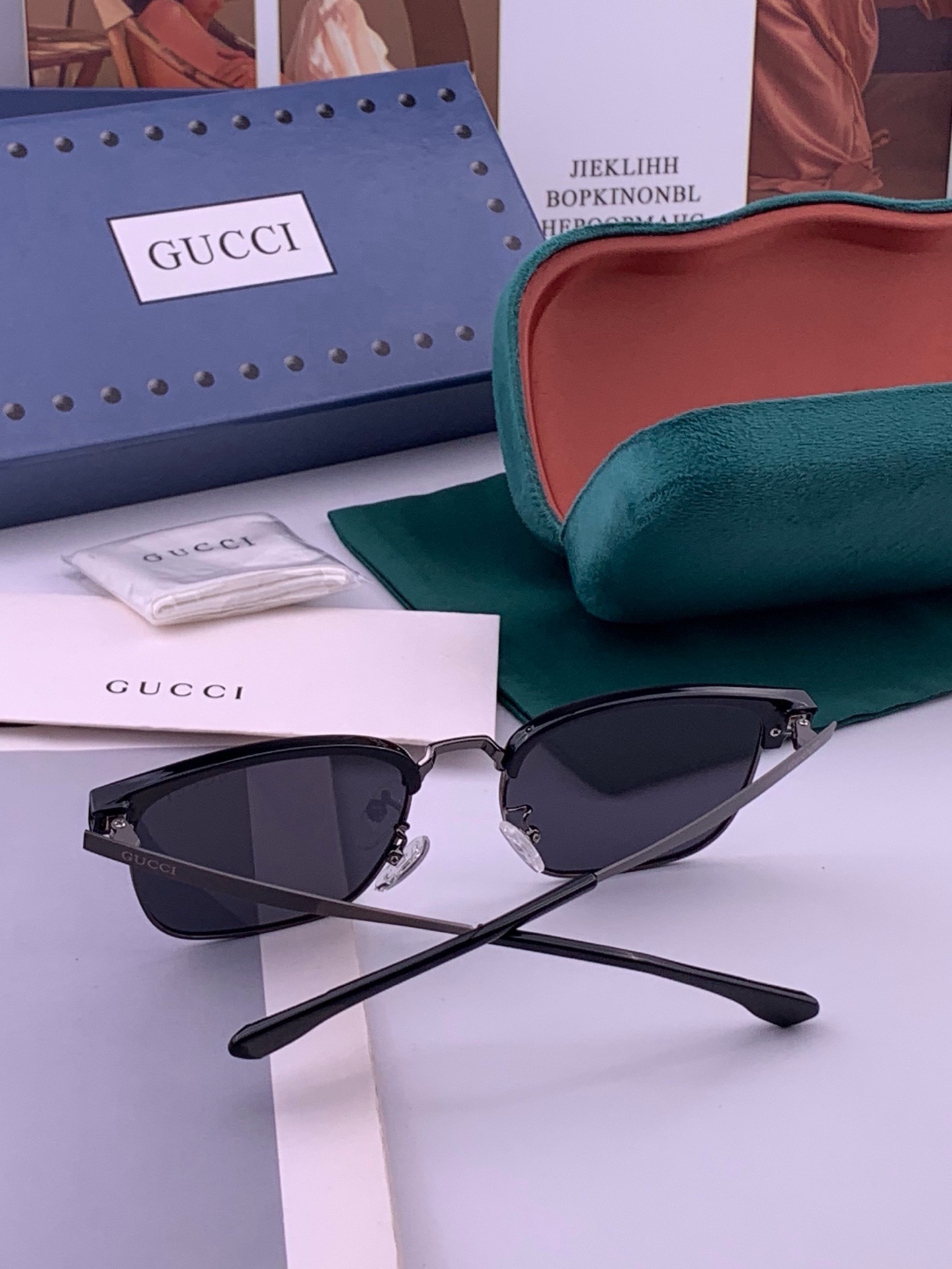 🆕  🔺 【GUCCI-偏光太阳镜】开春新款 潮流爆款 时尚方框偏光太阳镜 高品质 佩戴舒适 网红潮款墨镜 女士高清偏光