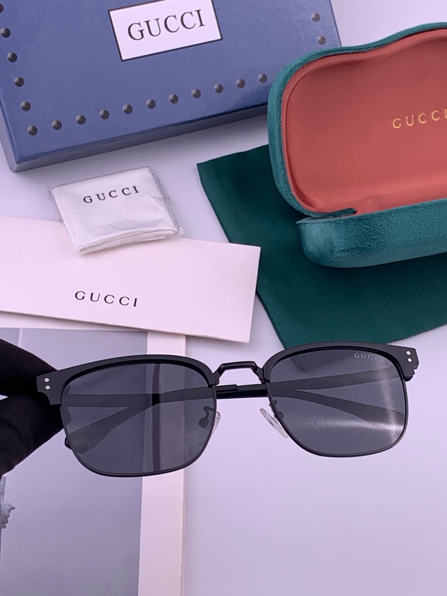🆕  🔺 【GUCCI-偏光太阳镜】开春新款 潮流爆款 时尚方框偏光太阳镜 高品质 佩戴舒适 网红潮款墨镜 女士高清偏光