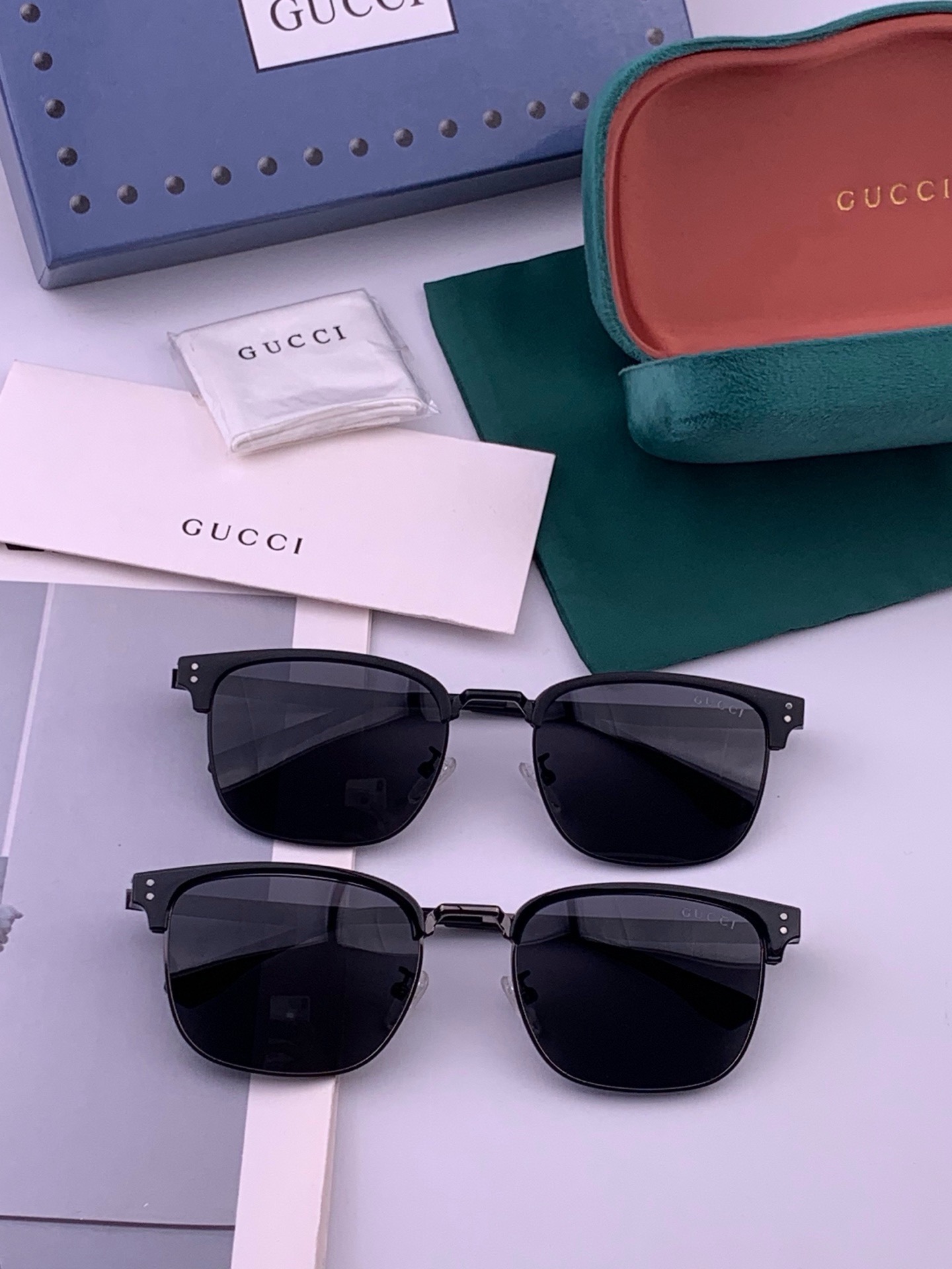 🆕  🔺 【GUCCI-偏光太阳镜】开春新款 潮流爆款 时尚方框偏光太阳镜 高品质 佩戴舒适 网红潮款墨镜 女士高清偏光