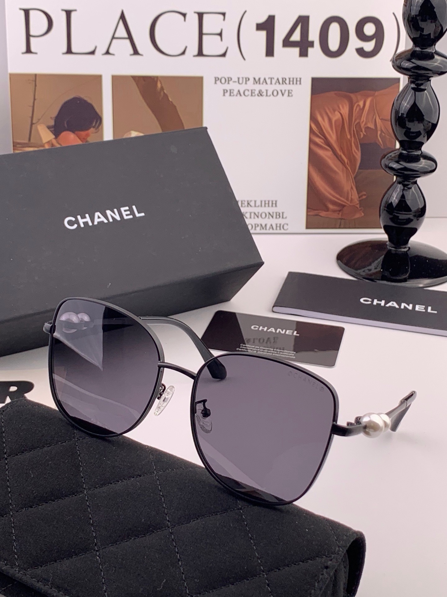🆕 🔺CHANEL🔻官方早春新款，众多明星同款[色]香奈儿‼️‼️新款珍珠大框偏光墨镜 ，🌈🌈宝丽来超清偏光太阳镜🔝🔝型