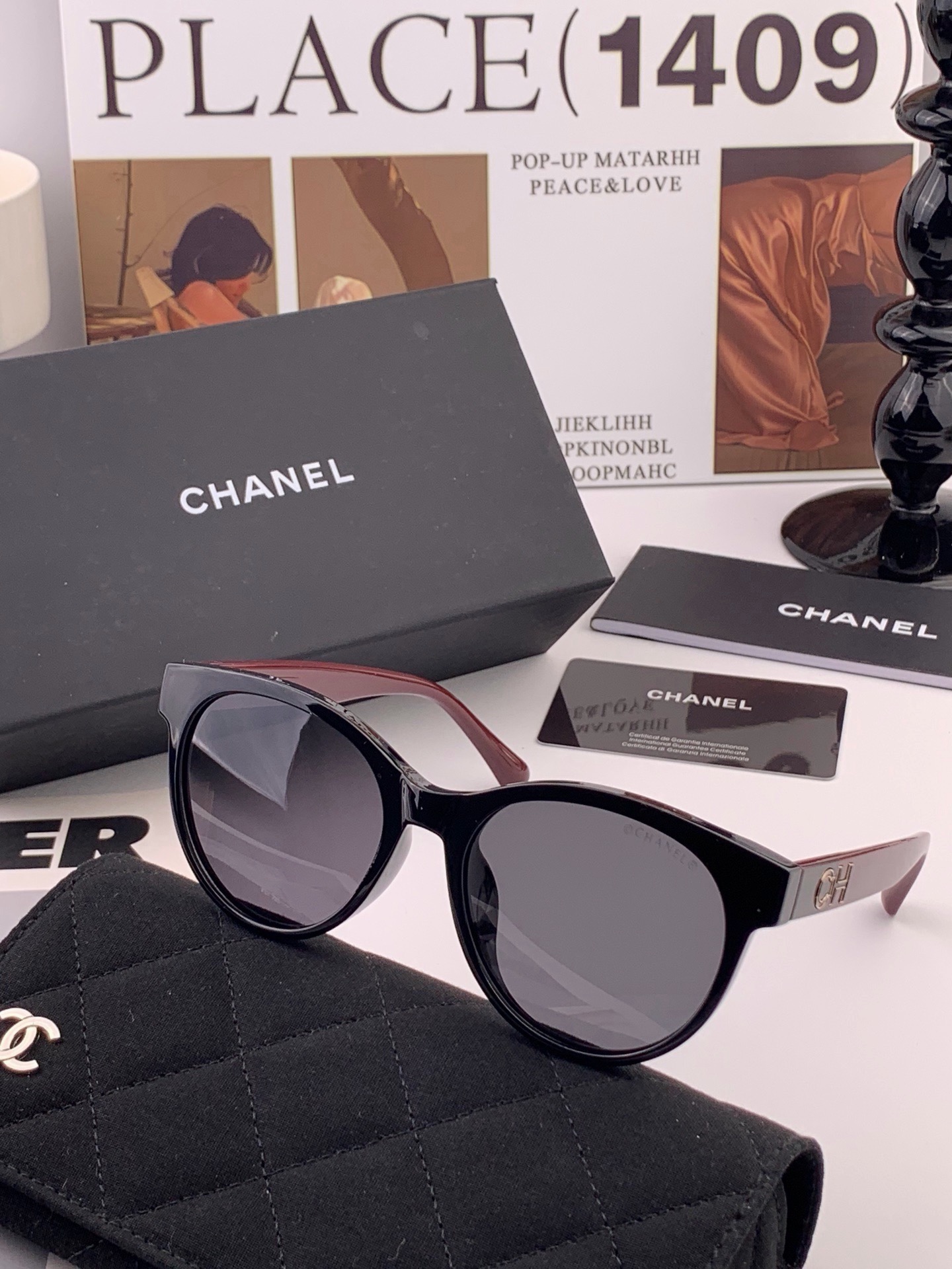 🆕   【CHANEL】香奈儿 新款潮流爆款 时尚圆框太阳镜 佩戴舒适 网红潮款墨镜  女士高清加厚偏光太阳镜🕶️ 🎉高