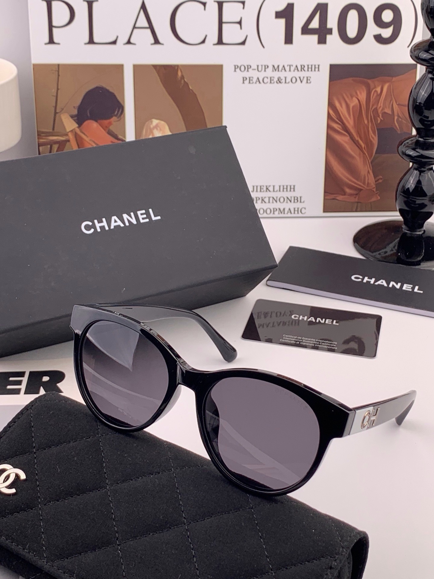 🆕   【CHANEL】香奈儿 新款潮流爆款 时尚圆框太阳镜 佩戴舒适 网红潮款墨镜  女士高清加厚偏光太阳镜🕶️ 🎉高