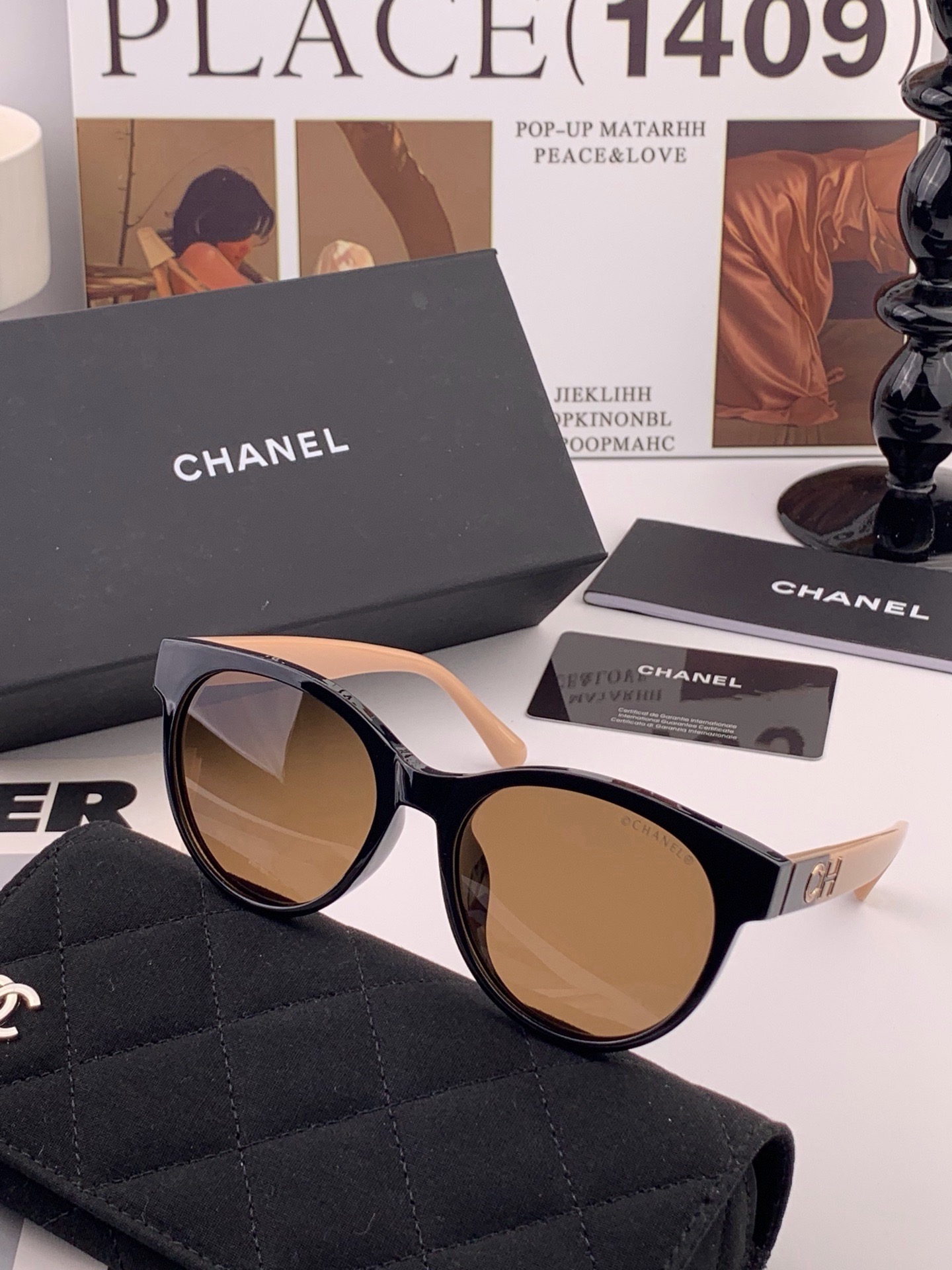 🆕   【CHANEL】香奈儿 新款潮流爆款 时尚圆框太阳镜 佩戴舒适 网红潮款墨镜  女士高清加厚偏光太阳镜🕶️ 🎉高