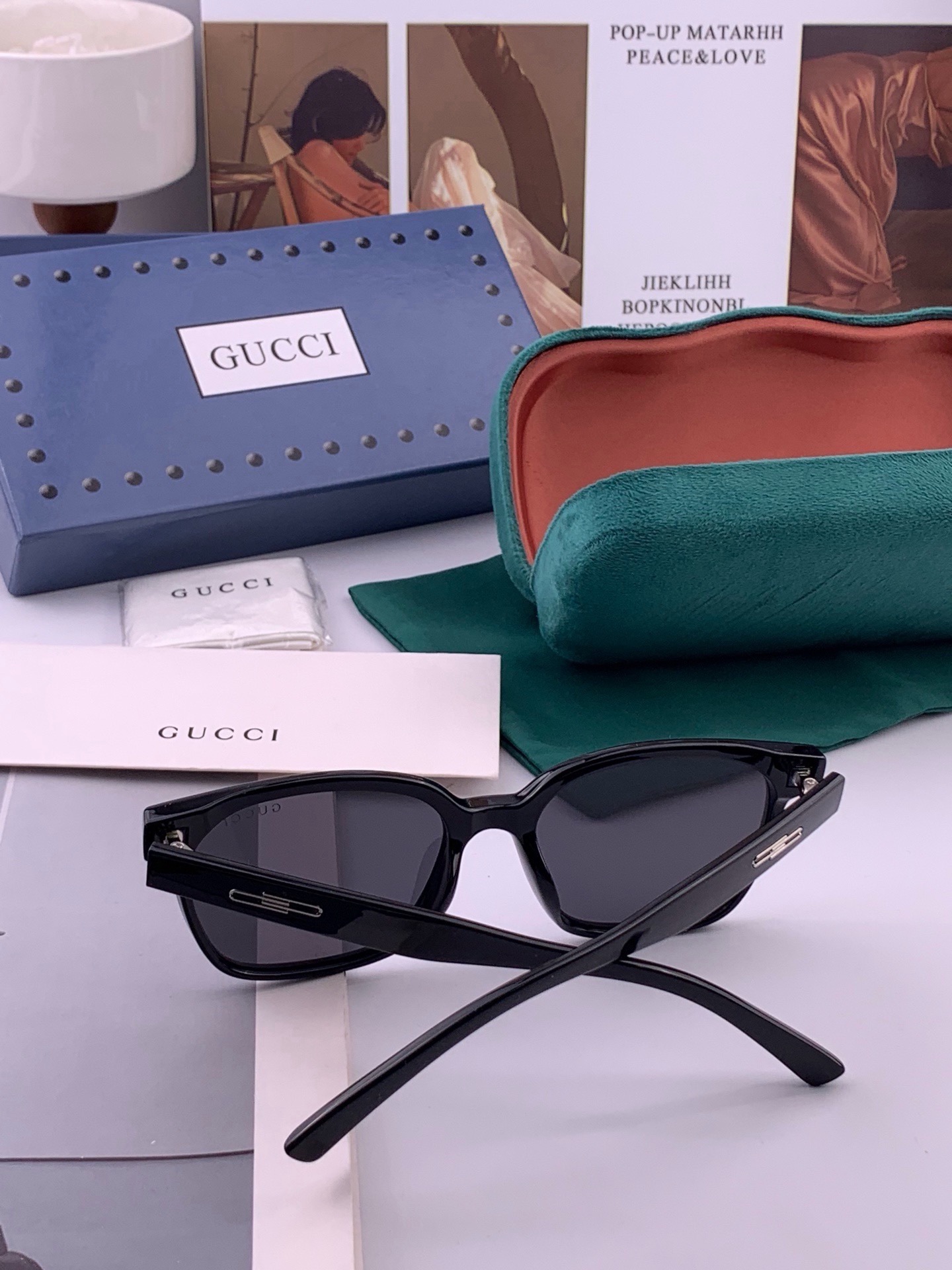 🆕 🔺 【GUCCI】开春新款 潮流爆款 时尚方框偏光太阳镜 高品质 佩戴舒适 网红潮款墨镜 女士高清尼龙偏光太阳镜🕶️