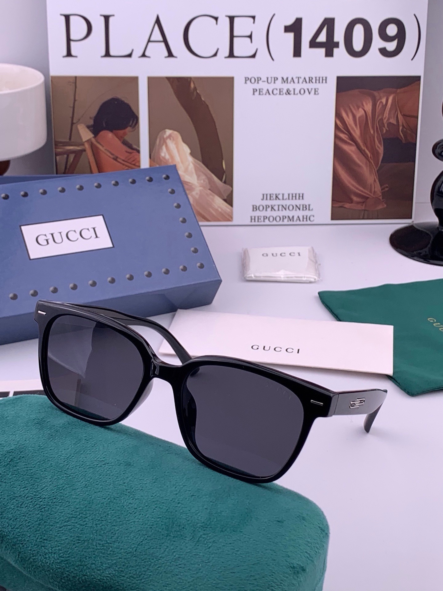 🆕 🔺 【GUCCI】开春新款 潮流爆款 时尚方框偏光太阳镜 高品质 佩戴舒适 网红潮款墨镜 女士高清尼龙偏光太阳镜🕶️
