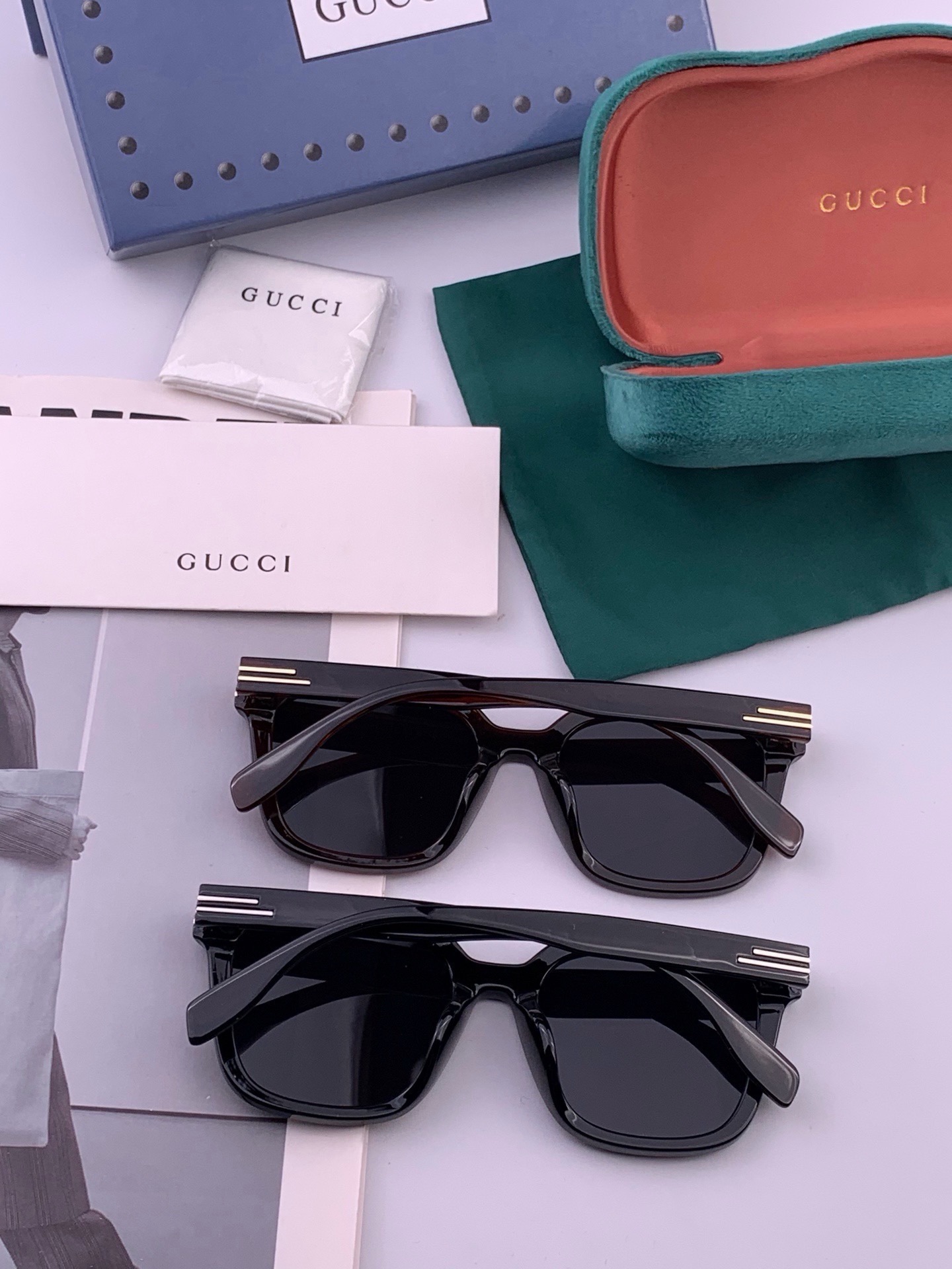🆕 🔺 【GUCCI】开春新款 潮流爆款 时尚方框偏光太阳镜 高品质 佩戴舒适 网红潮款墨镜 女士高清尼龙偏光太阳镜🕶️