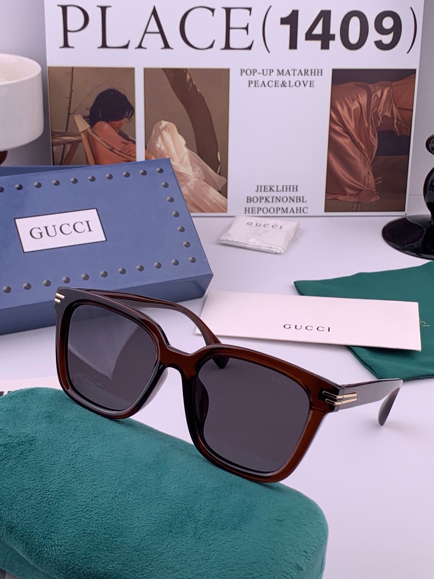 🆕 🔺 【GUCCI】开春新款 潮流爆款 时尚方框偏光太阳镜 高品质 佩戴舒适 网红潮款墨镜 女士高清尼龙偏光太阳镜🕶️
