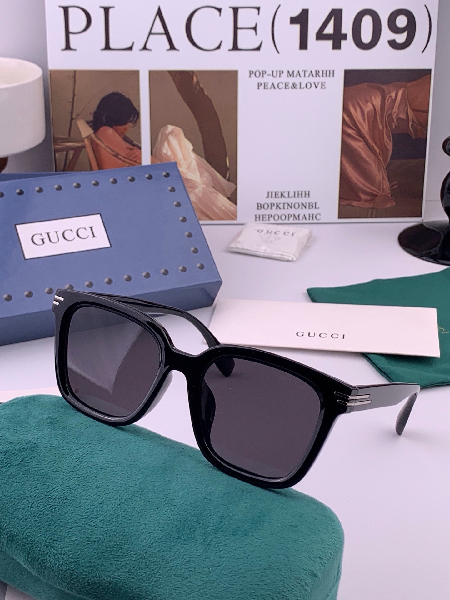 🆕 🔺 【GUCCI】开春新款 潮流爆款 时尚方框偏光太阳镜 高品质 佩戴舒适 网红潮款墨镜 女士高清尼龙偏光太阳镜🕶️