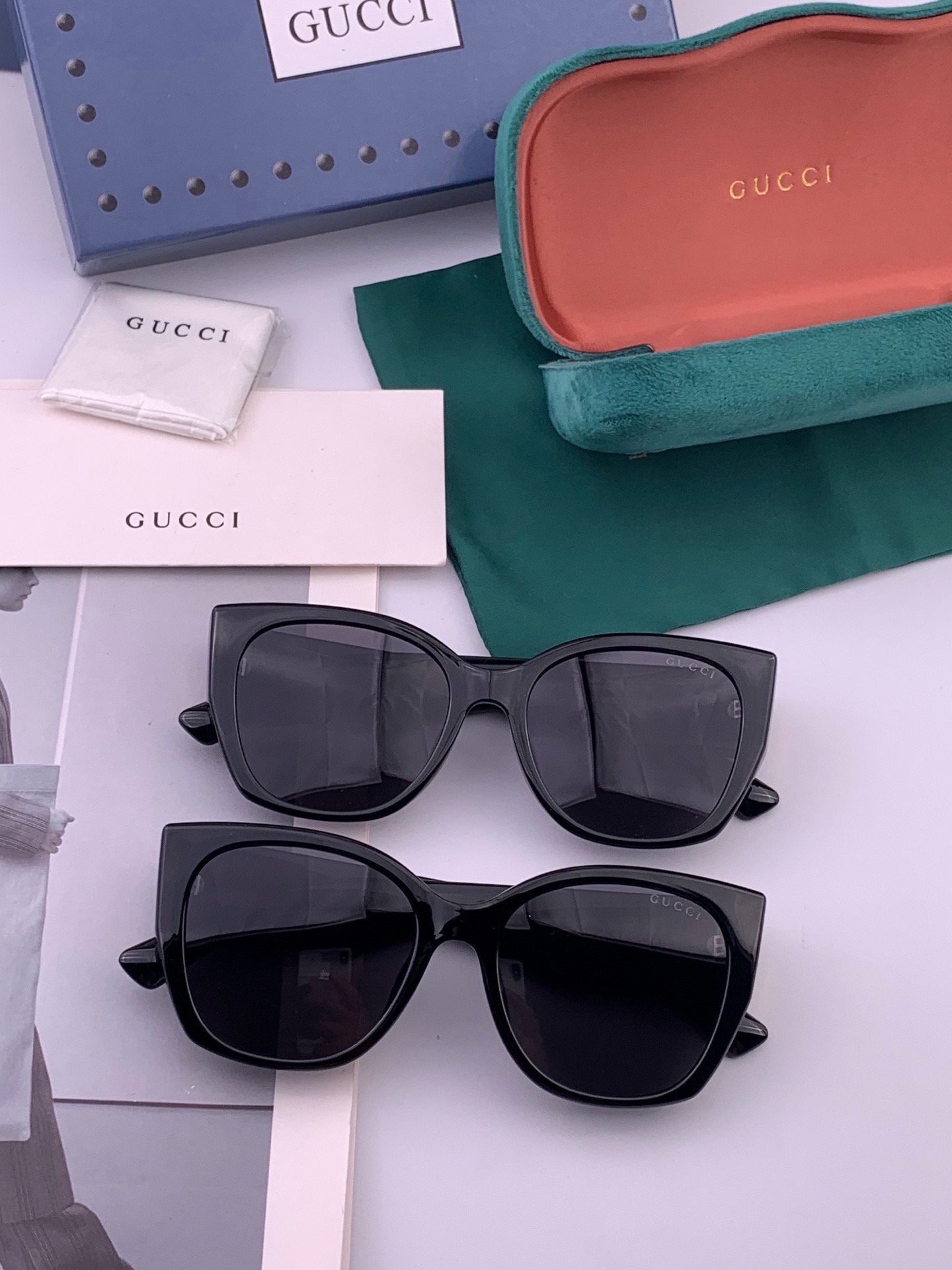 🆕  🔺 【GUCCI-偏光太阳镜】开春新款 潮流爆款 时尚方框偏光太阳镜 高品质 佩戴舒适 网红潮款墨镜 女士高清偏光
