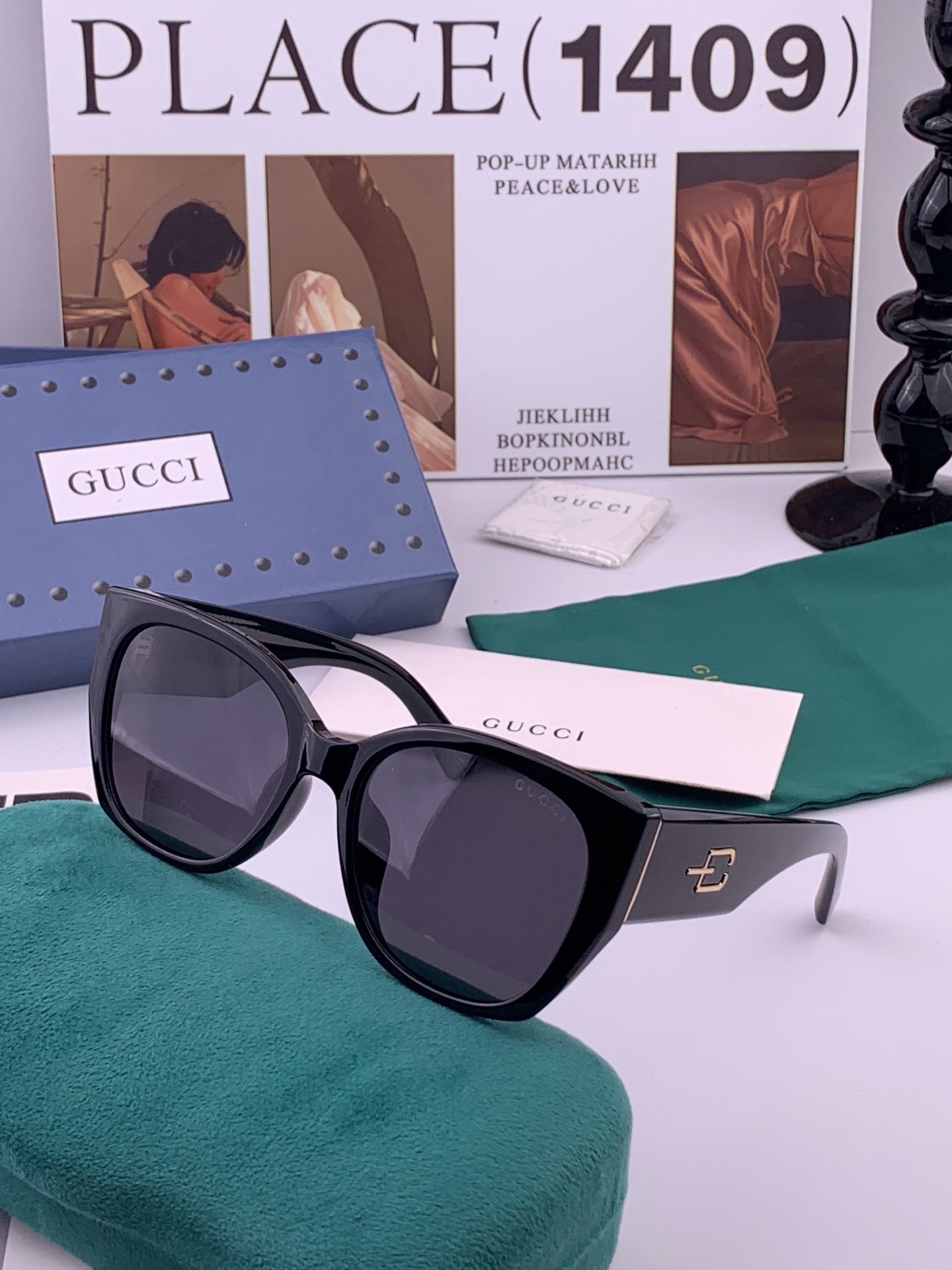 🆕  🔺 【GUCCI-偏光太阳镜】开春新款 潮流爆款 时尚方框偏光太阳镜 高品质 佩戴舒适 网红潮款墨镜 女士高清偏光