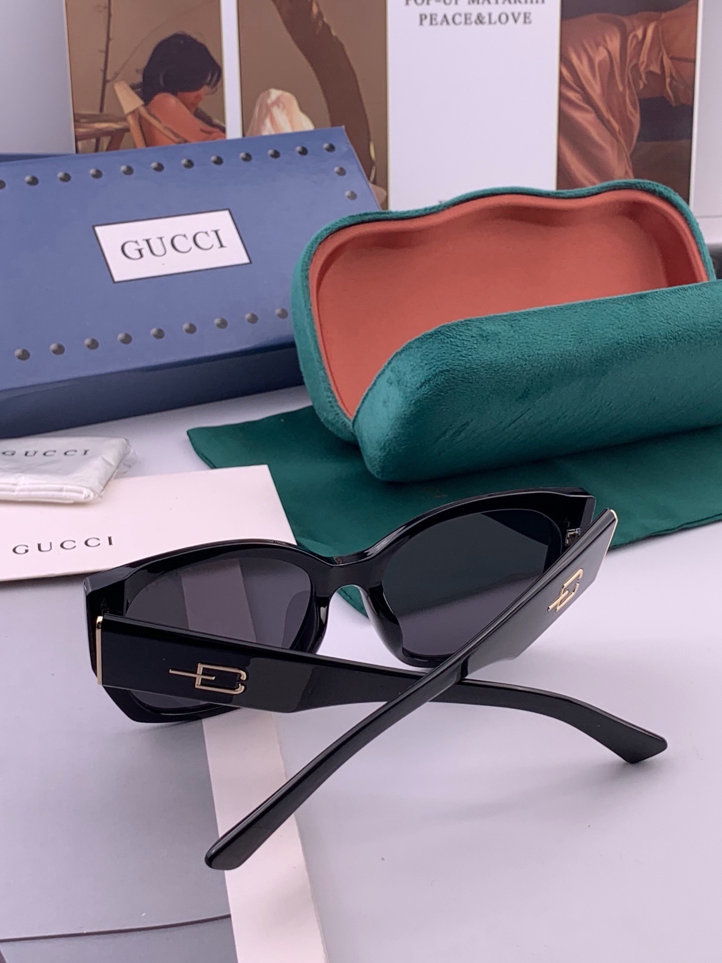 🆕  🔺 【GUCCI-偏光太阳镜】开春新款 潮流爆款 时尚方框偏光太阳镜 高品质 佩戴舒适 网红潮款墨镜 女士高清偏光