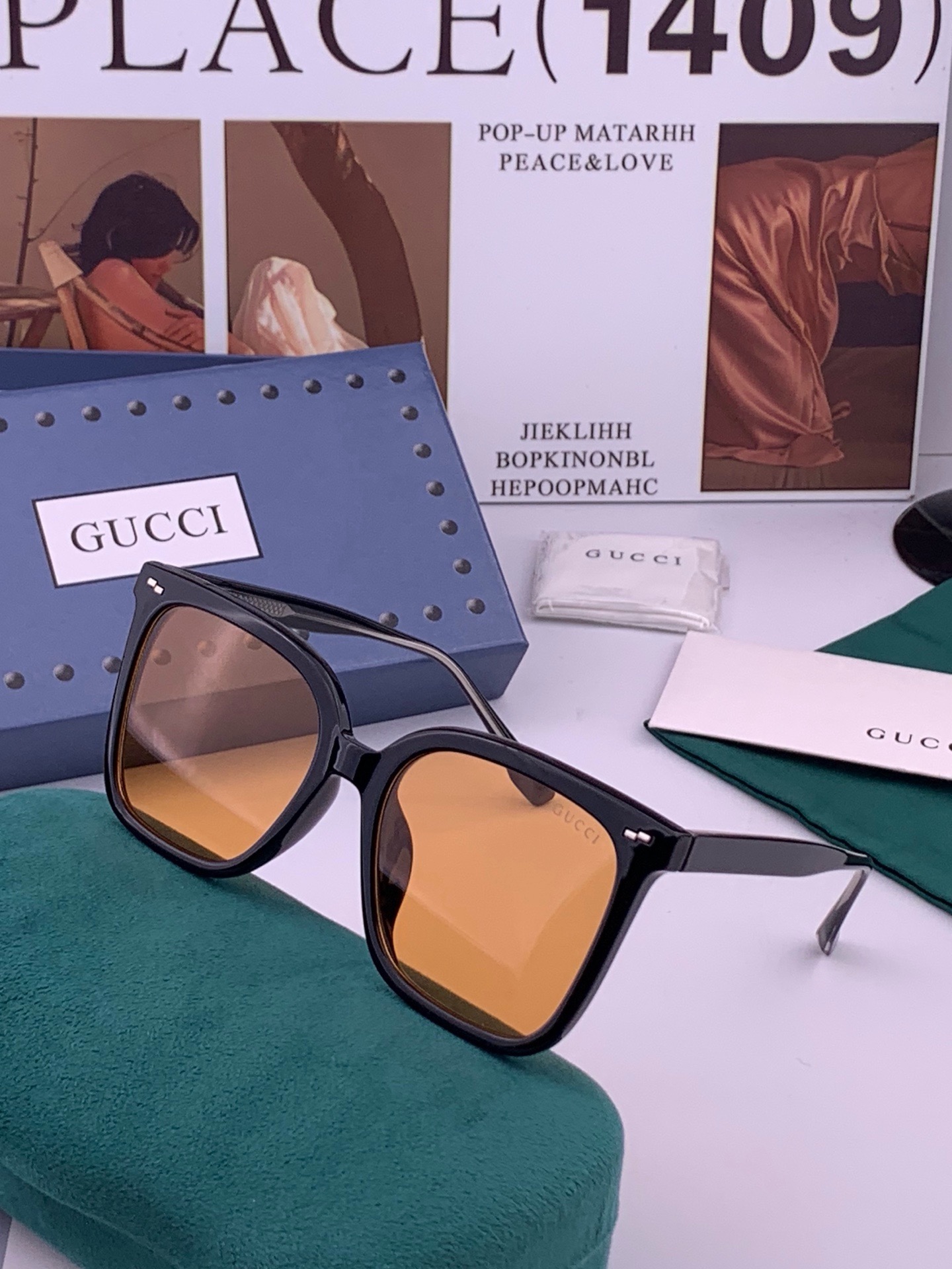 🆕  🔺GUCCI🔻古驰 GG方框太阳镜 完美品质 🎓独特设计  适合各种脸型 亮相时装周 超时尚百搭 实物精致  情侣