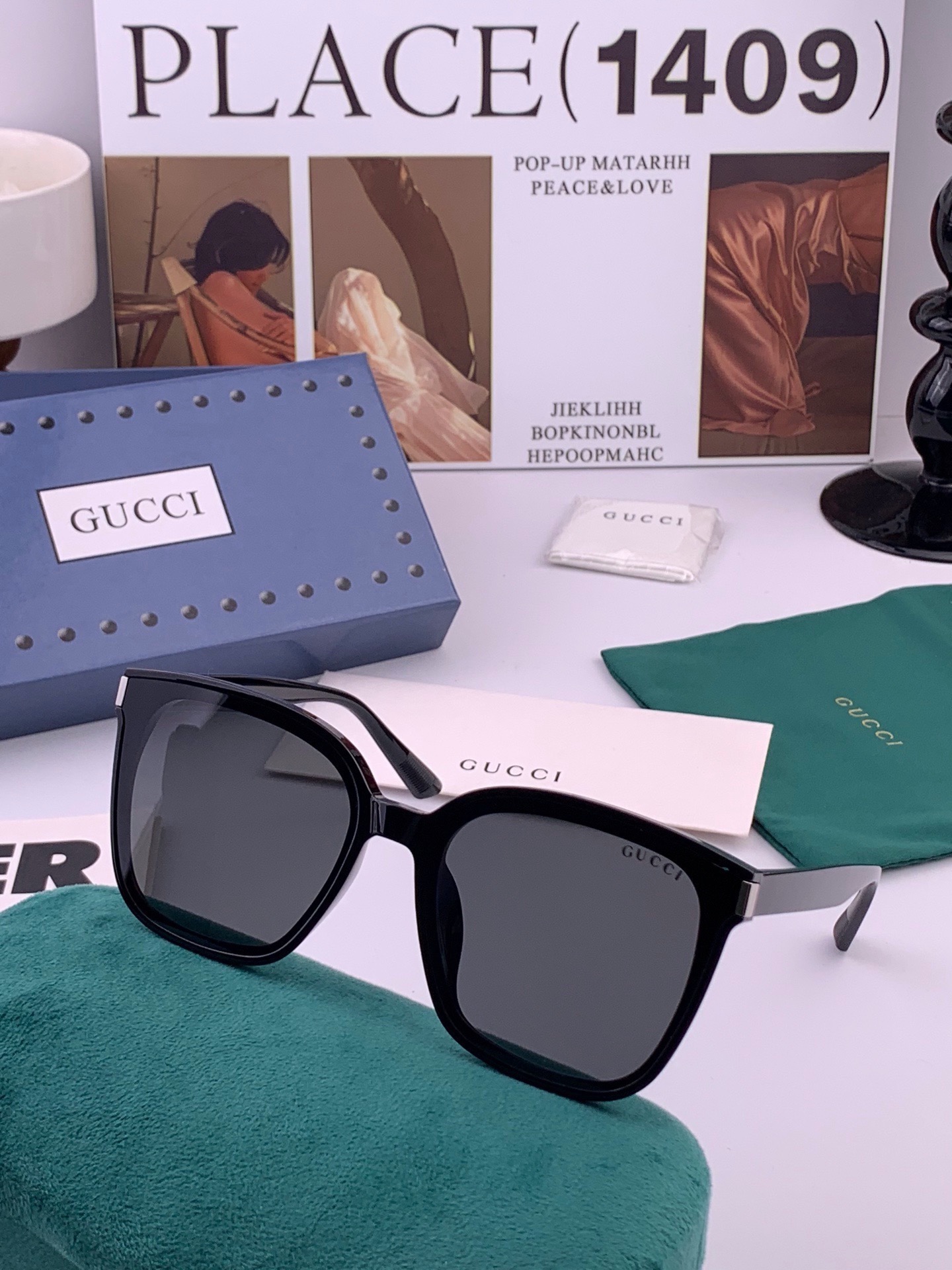 🆕   GUCCI  新款尼龙偏光太眼镜，情侣款时尚方框太阳镜佩戴舒适网红潮流款墨镜，大气女人范儿，大脸小脸都好看 ！型