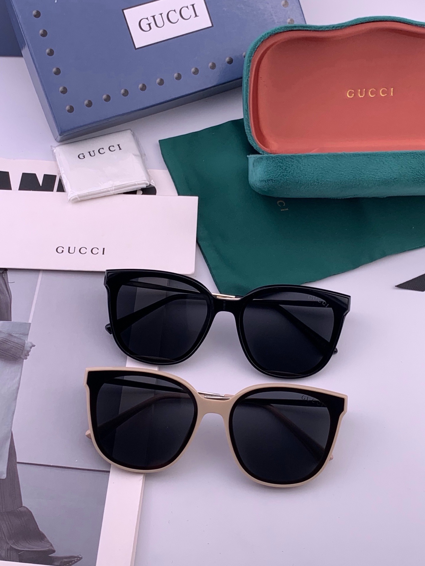 🆕   GUCCI  新款尼龙偏光太眼镜，情侣款时尚方框太阳镜佩戴舒适网红潮流款墨镜，大气女人范儿，大脸小脸都好看 ！型