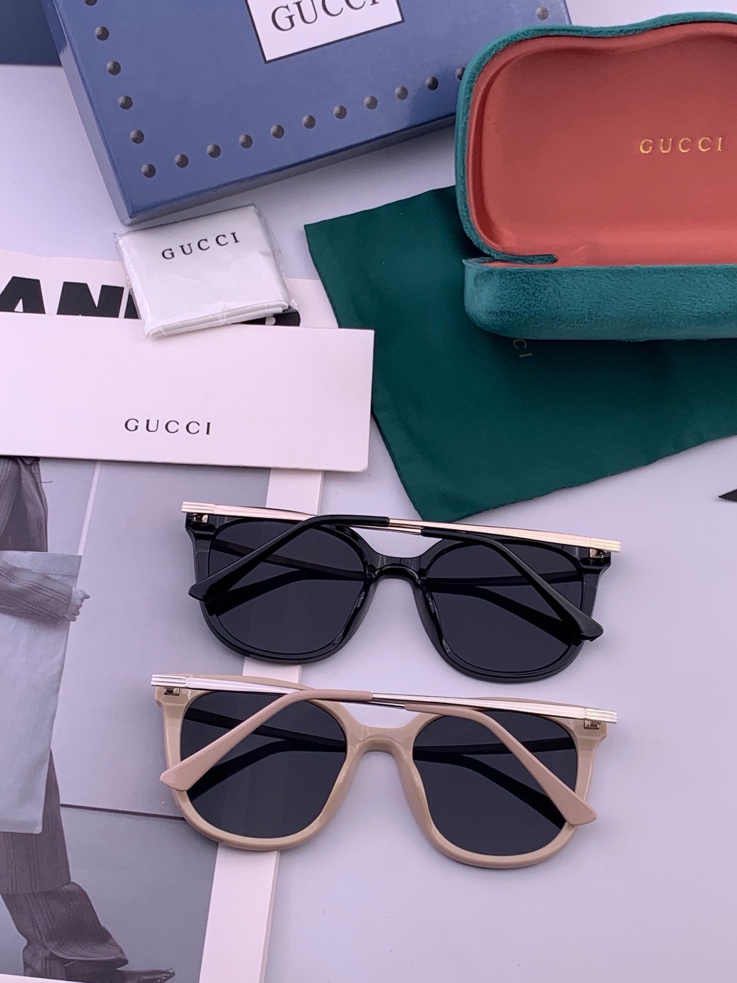 🆕   GUCCI  新款尼龙偏光太眼镜，情侣款时尚方框太阳镜佩戴舒适网红潮流款墨镜，大气女人范儿，大脸小脸都好看 ！型