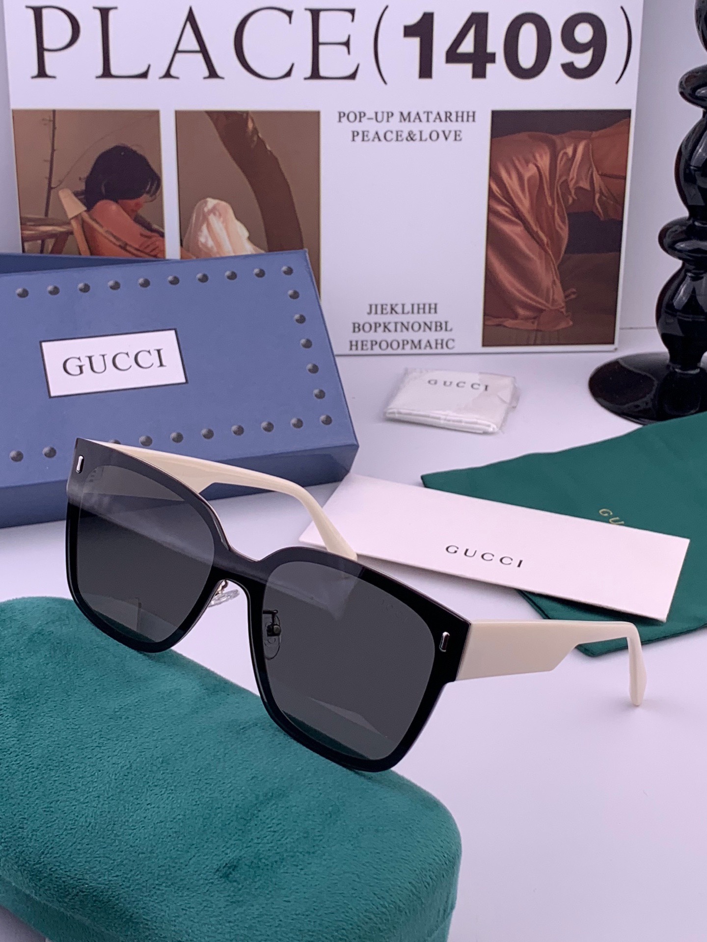 🆕   GUCCI  新款连体尼龙偏光太眼镜，情侣款时尚方框太阳镜佩戴舒适网红潮流款墨镜，大气女人范儿，大脸小脸都好看 