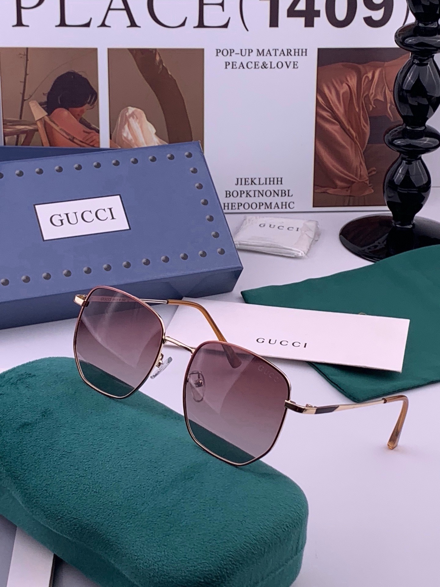🆕    🔺 Gucci 🔻官方新款 众多明星同款[色]‼️‼️新款大框偏光墨镜 🌈🌈宝丽来超清加厚太阳镜🔝🔝型号：G9
