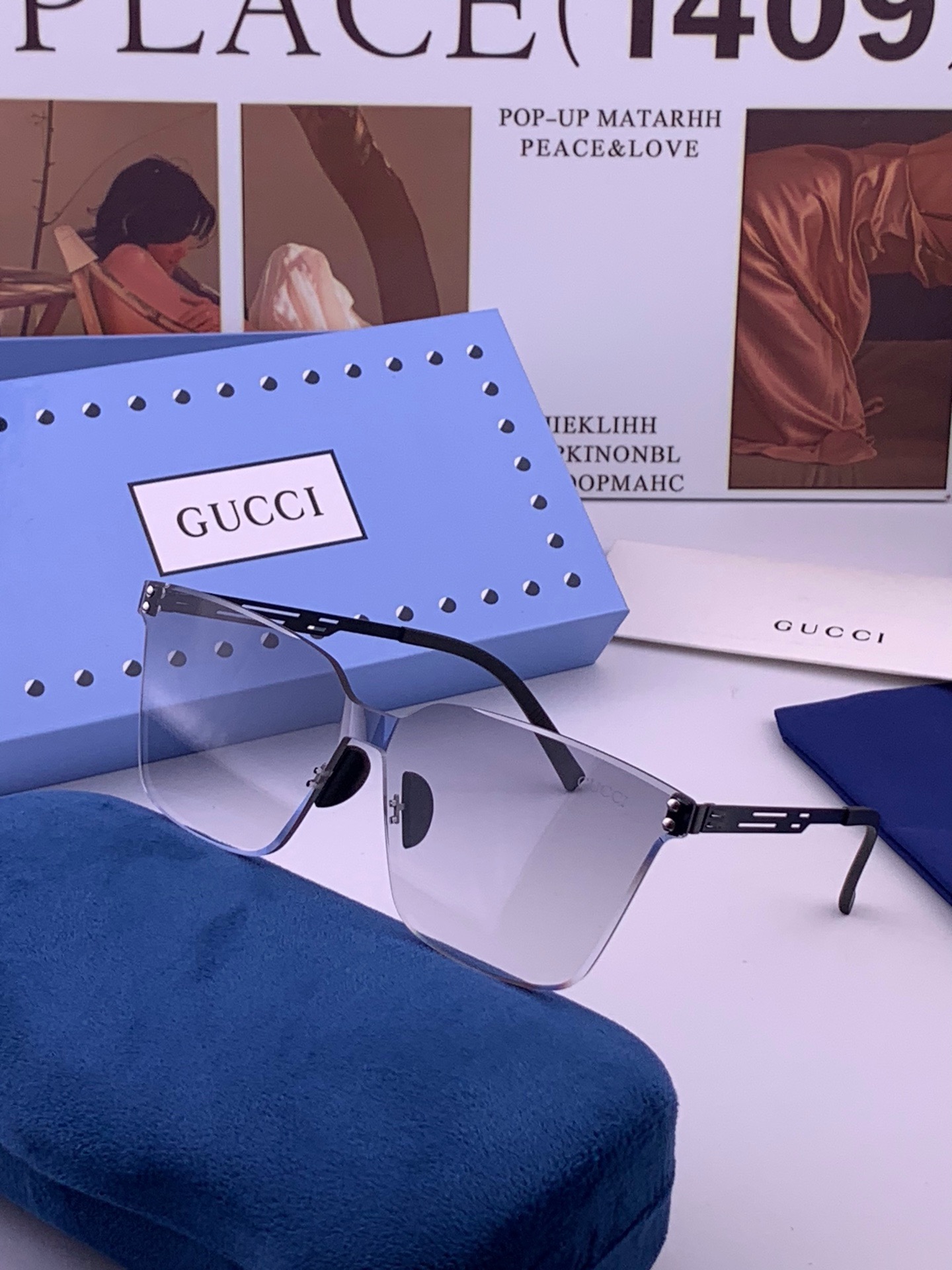 🆕       GUCC*  新款男女情侣款太阳i🆕 P电镀永不褪色 卖点：超轻超有弹性整幅眼镜无螺丝重要的是压不坏、镜