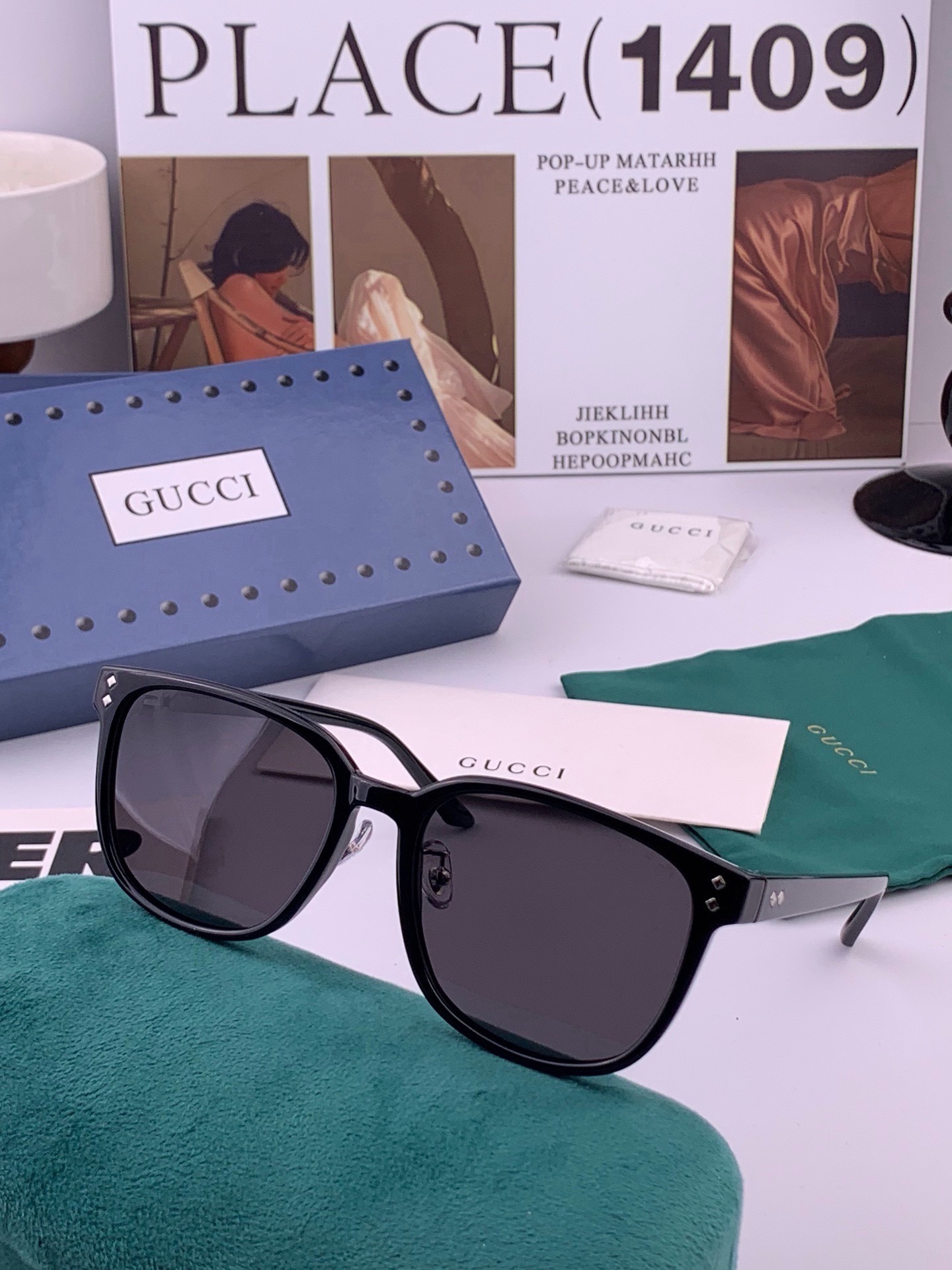 🆕 🔺 【GUCCI】开春新款 潮流爆款 时尚方框偏光太阳镜 高品质 佩戴舒适 网红潮款墨镜 女士高清尼龙偏光太阳镜🕶️
