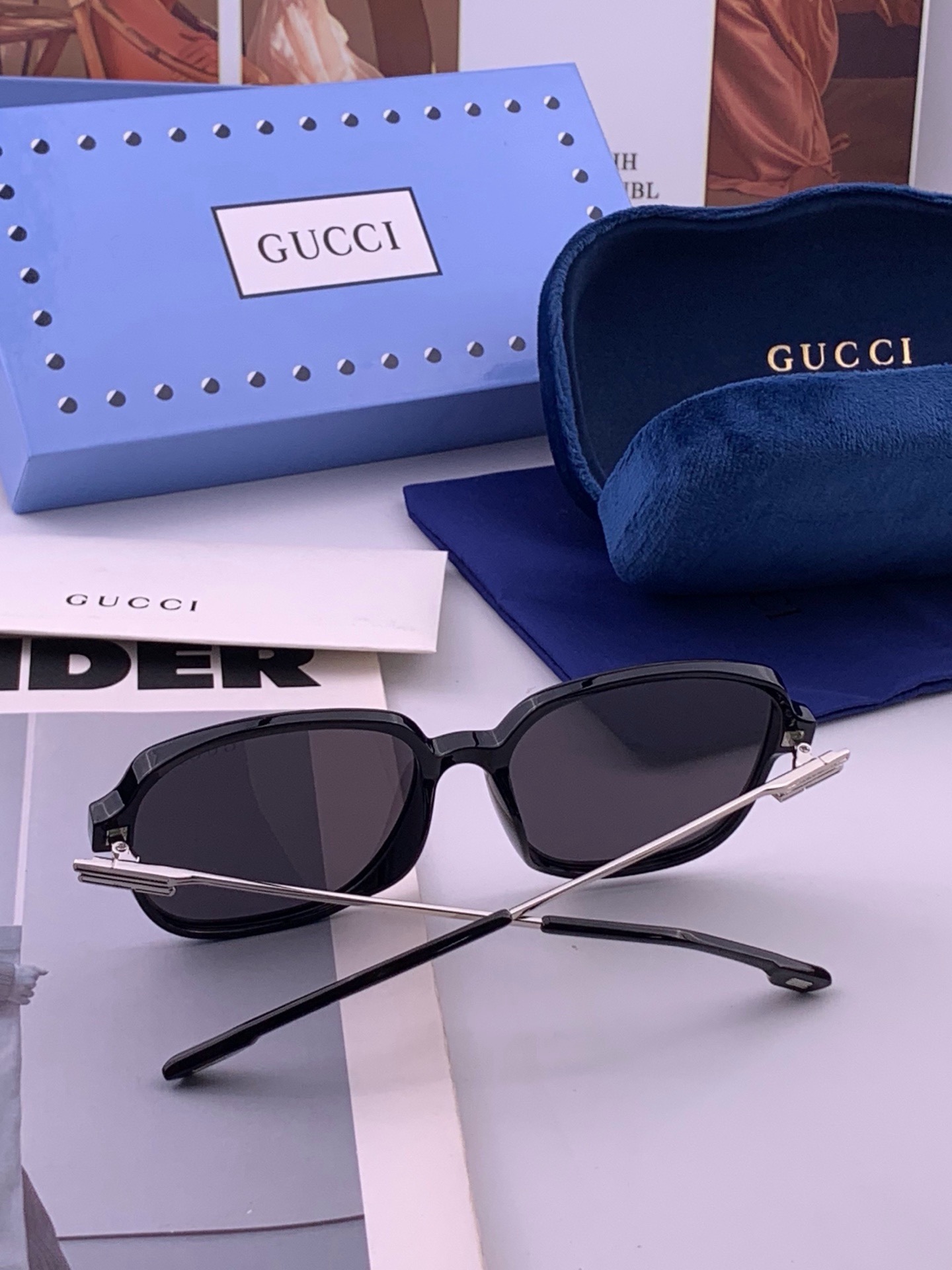 🆕 🔺 【GUCCI】开春新款 潮流爆款 时尚方框偏光太阳镜 高品质 佩戴舒适 网红潮款墨镜 女士高清尼龙偏光太阳镜🕶️
