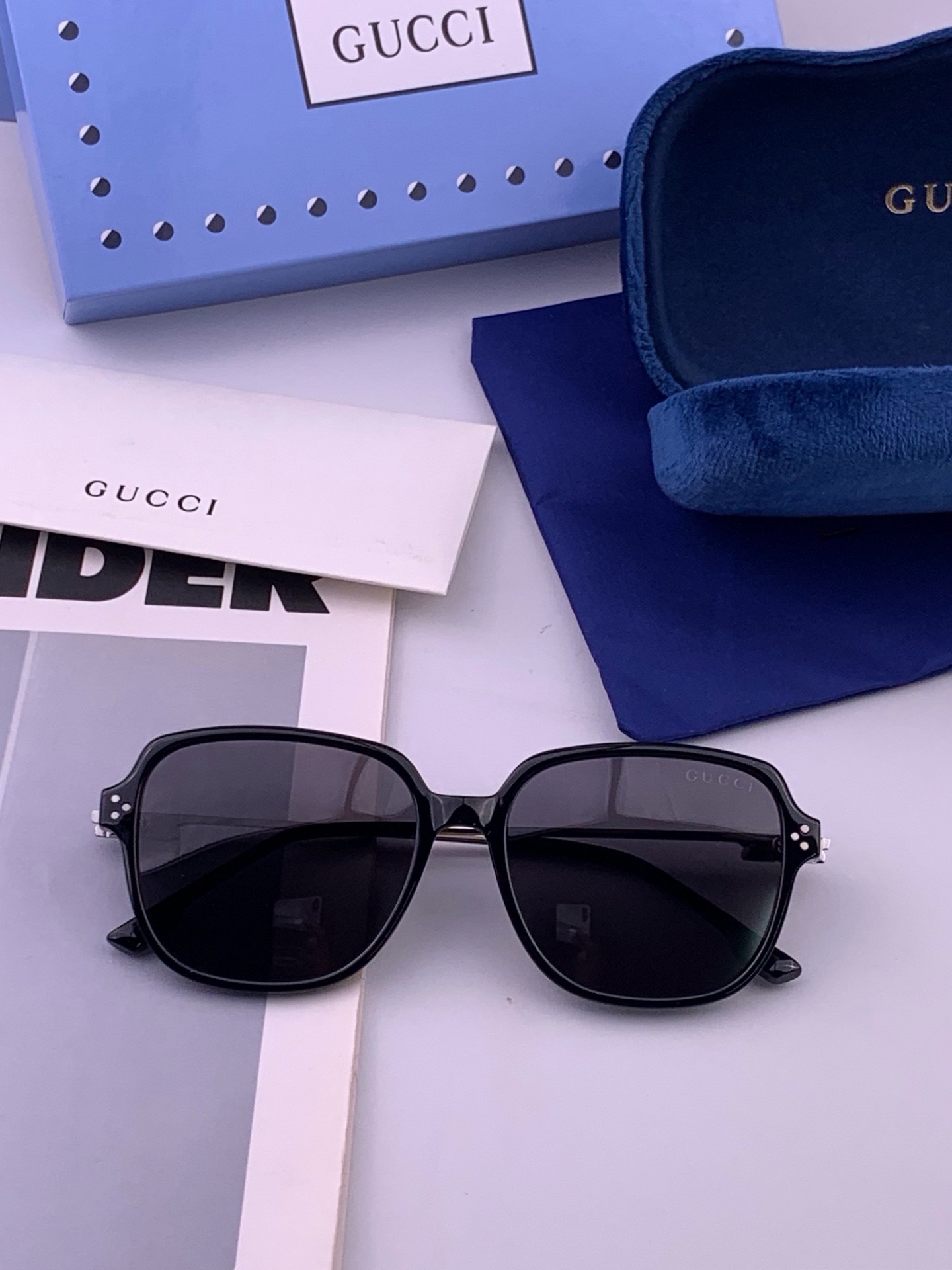 🆕 🔺 【GUCCI】开春新款 潮流爆款 时尚方框偏光太阳镜 高品质 佩戴舒适 网红潮款墨镜 女士高清尼龙偏光太阳镜🕶️