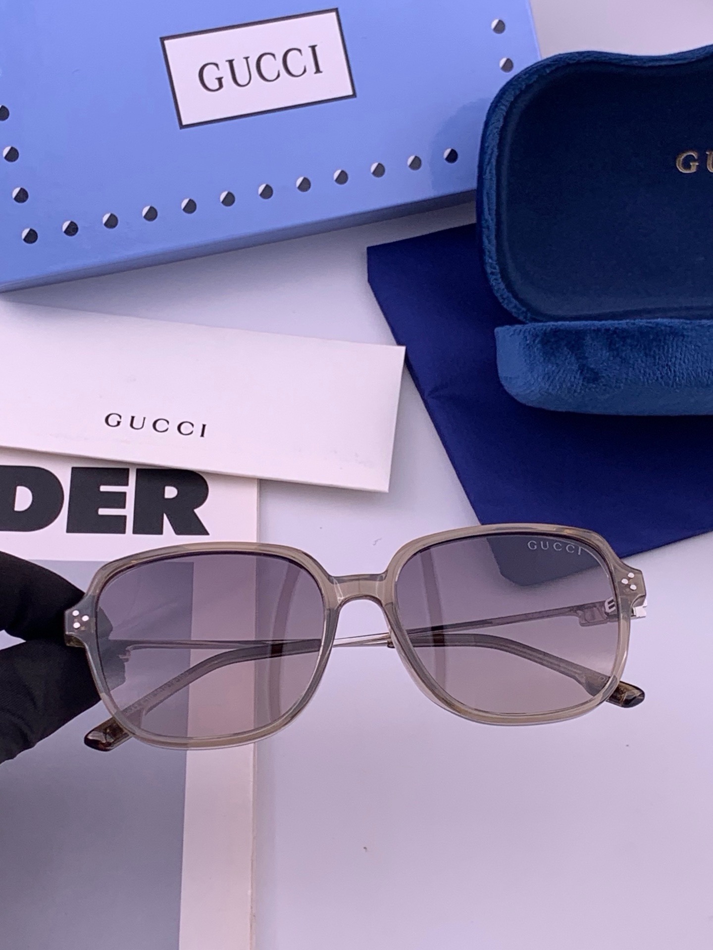 🆕 🔺 【GUCCI】开春新款 潮流爆款 时尚方框偏光太阳镜 高品质 佩戴舒适 网红潮款墨镜 女士高清尼龙偏光太阳镜🕶️