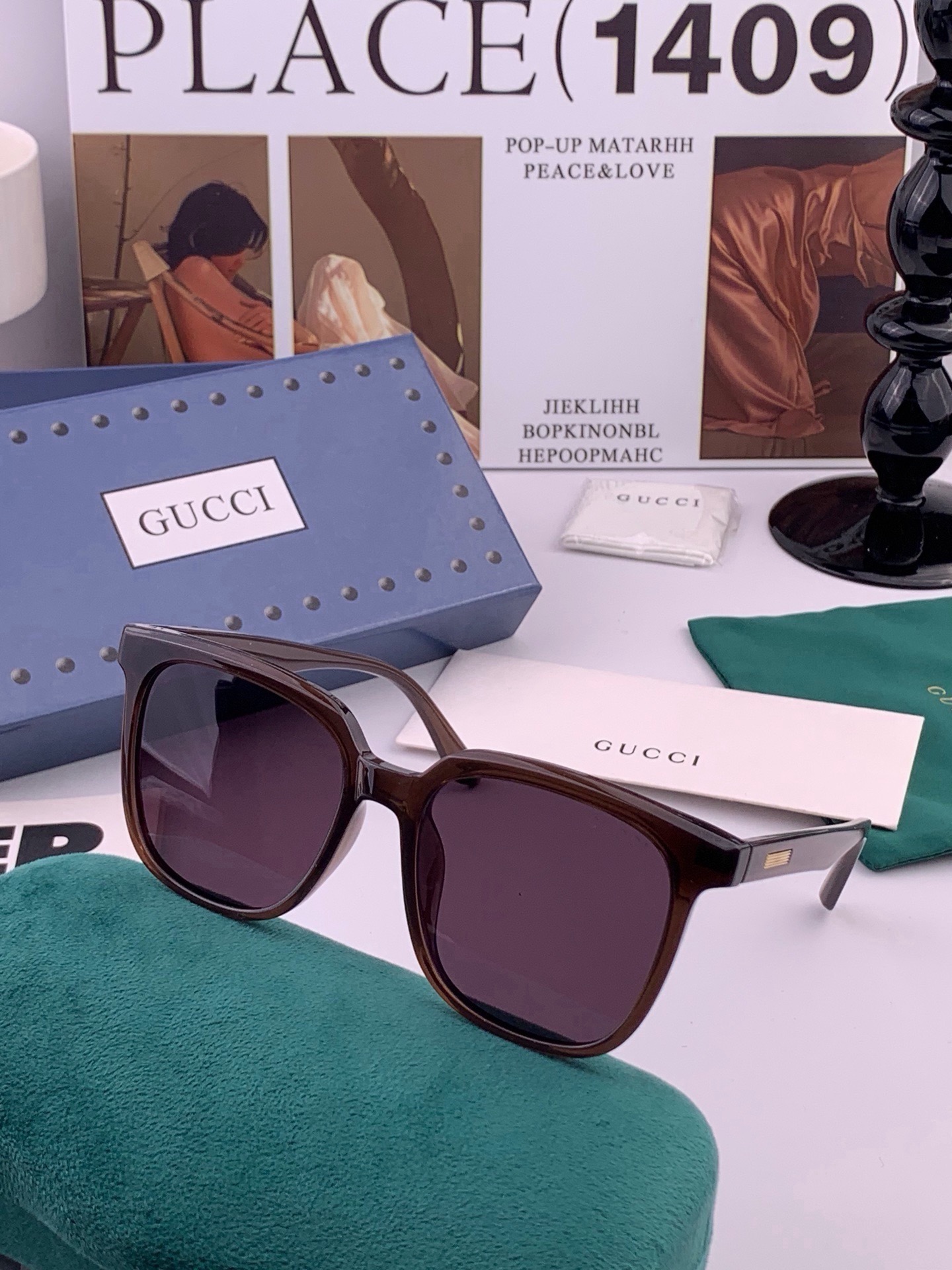 🆕 🔺 【GUCCI】开春新款 潮流爆款 时尚方框偏光太阳镜 高品质 佩戴舒适 网红潮款墨镜 女士高清尼龙偏光太阳镜🕶️