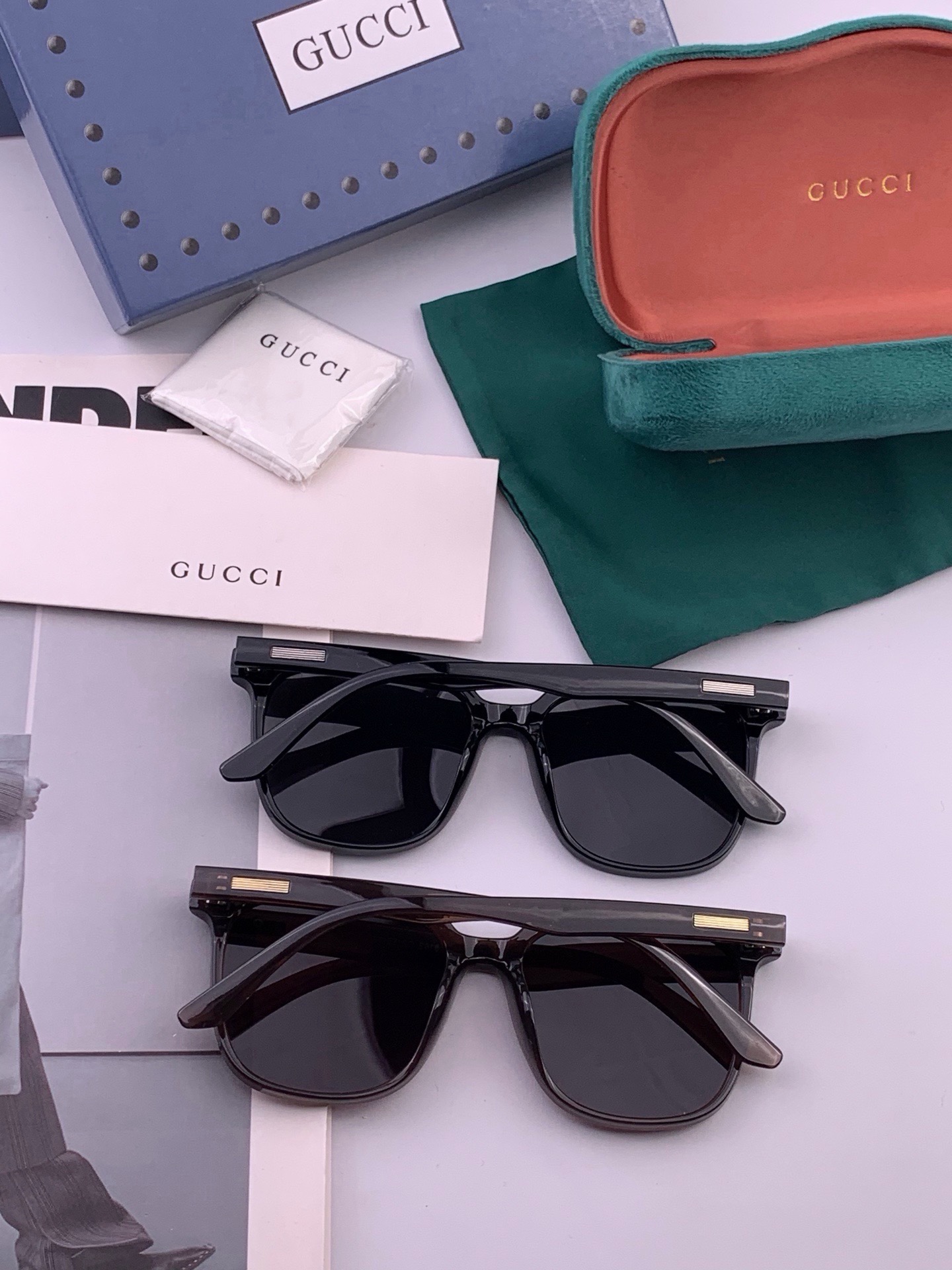 🆕 🔺 【GUCCI】开春新款 潮流爆款 时尚方框偏光太阳镜 高品质 佩戴舒适 网红潮款墨镜 女士高清尼龙偏光太阳镜🕶️
