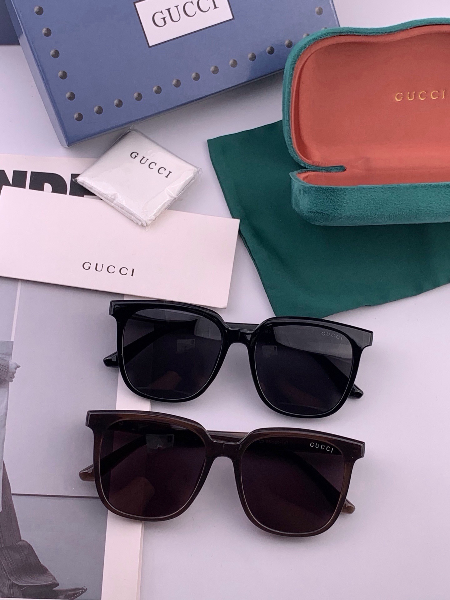 🆕 🔺 【GUCCI】开春新款 潮流爆款 时尚方框偏光太阳镜 高品质 佩戴舒适 网红潮款墨镜 女士高清尼龙偏光太阳镜🕶️