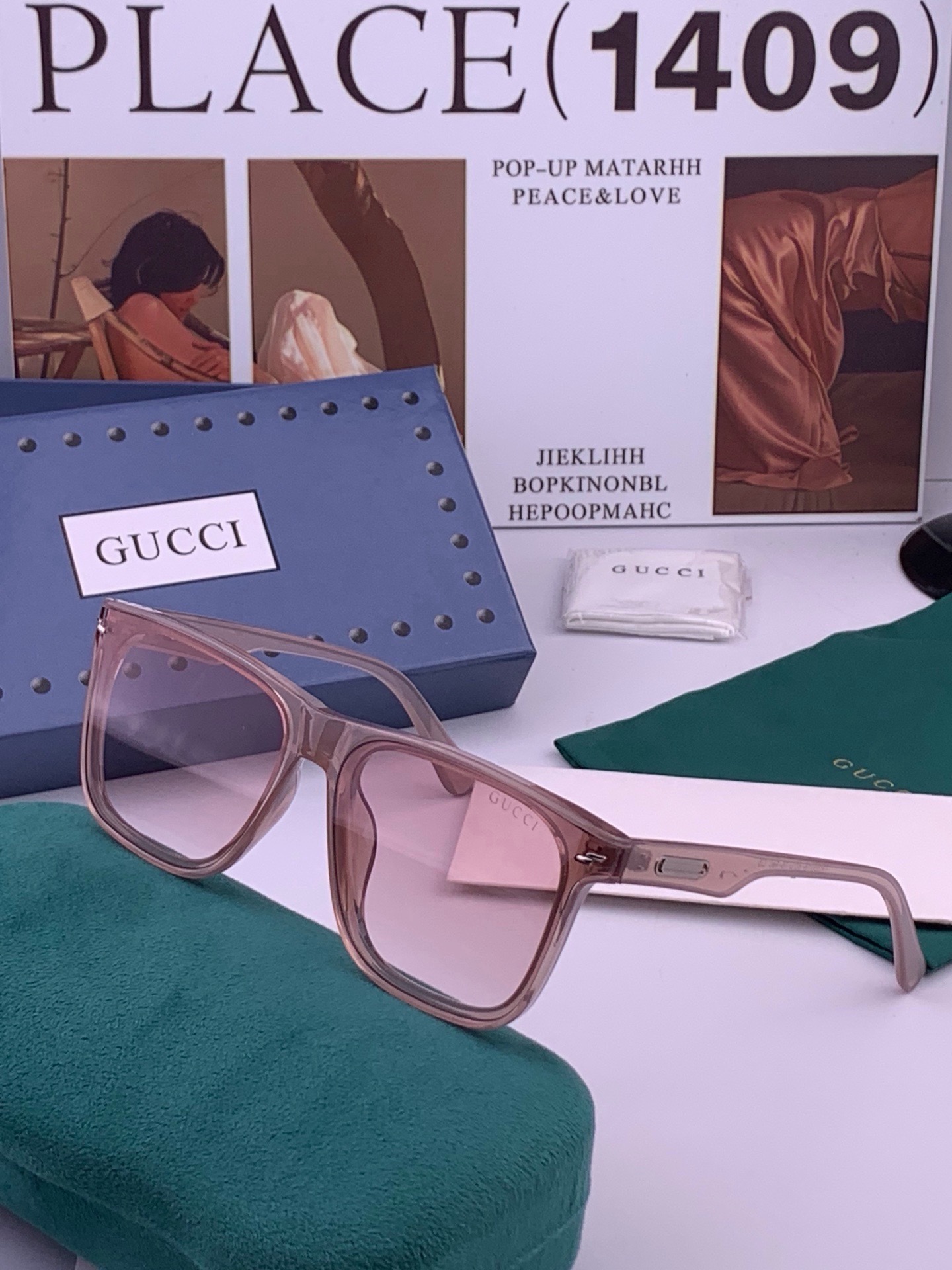 🆕 🔺 【GUCCI】开春新款 潮流爆款 时尚方框偏光太阳镜 高品质 佩戴舒适 网红潮款墨镜 女士高清尼龙偏光太阳镜🕶️