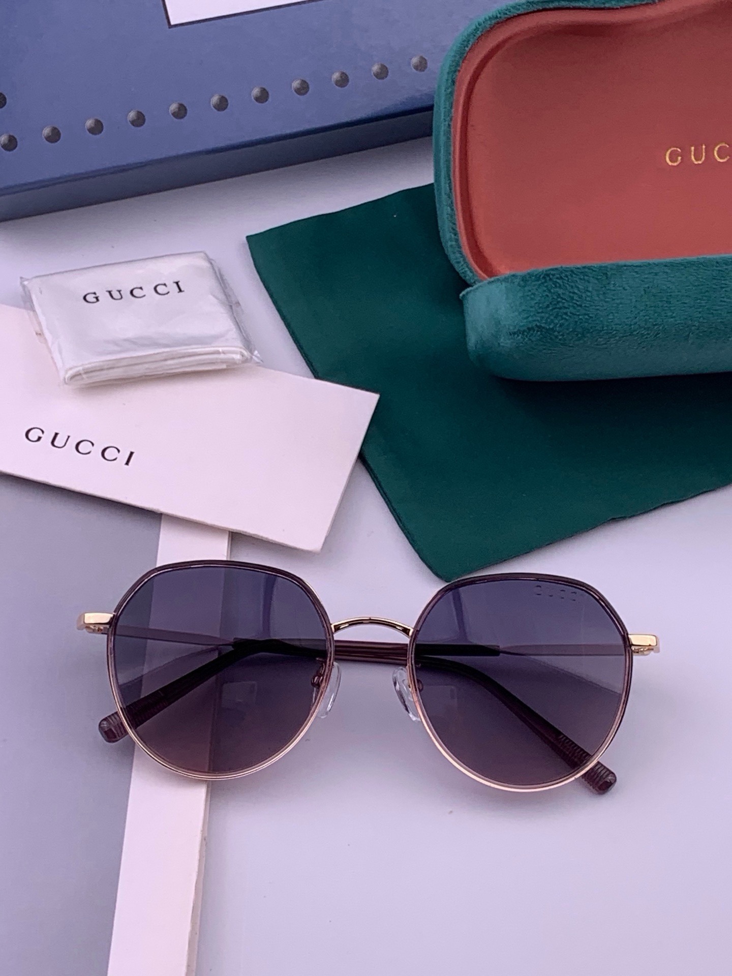 🆕  🔺 【GUCCI-偏光太阳镜】开春新款 潮流爆款 时尚圆框偏光太阳镜 高品质 佩戴舒适 网红潮款墨镜 女士高清偏光