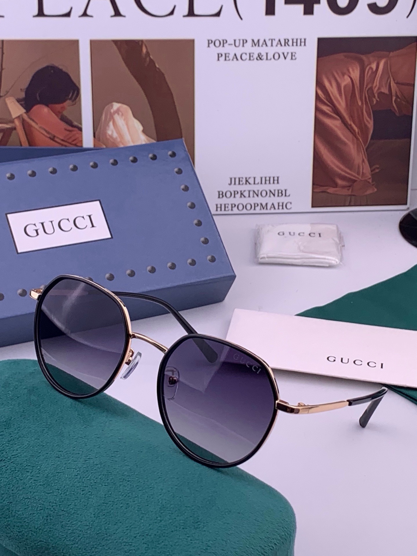 🆕  🔺 【GUCCI-偏光太阳镜】开春新款 潮流爆款 时尚圆框偏光太阳镜 高品质 佩戴舒适 网红潮款墨镜 女士高清偏光